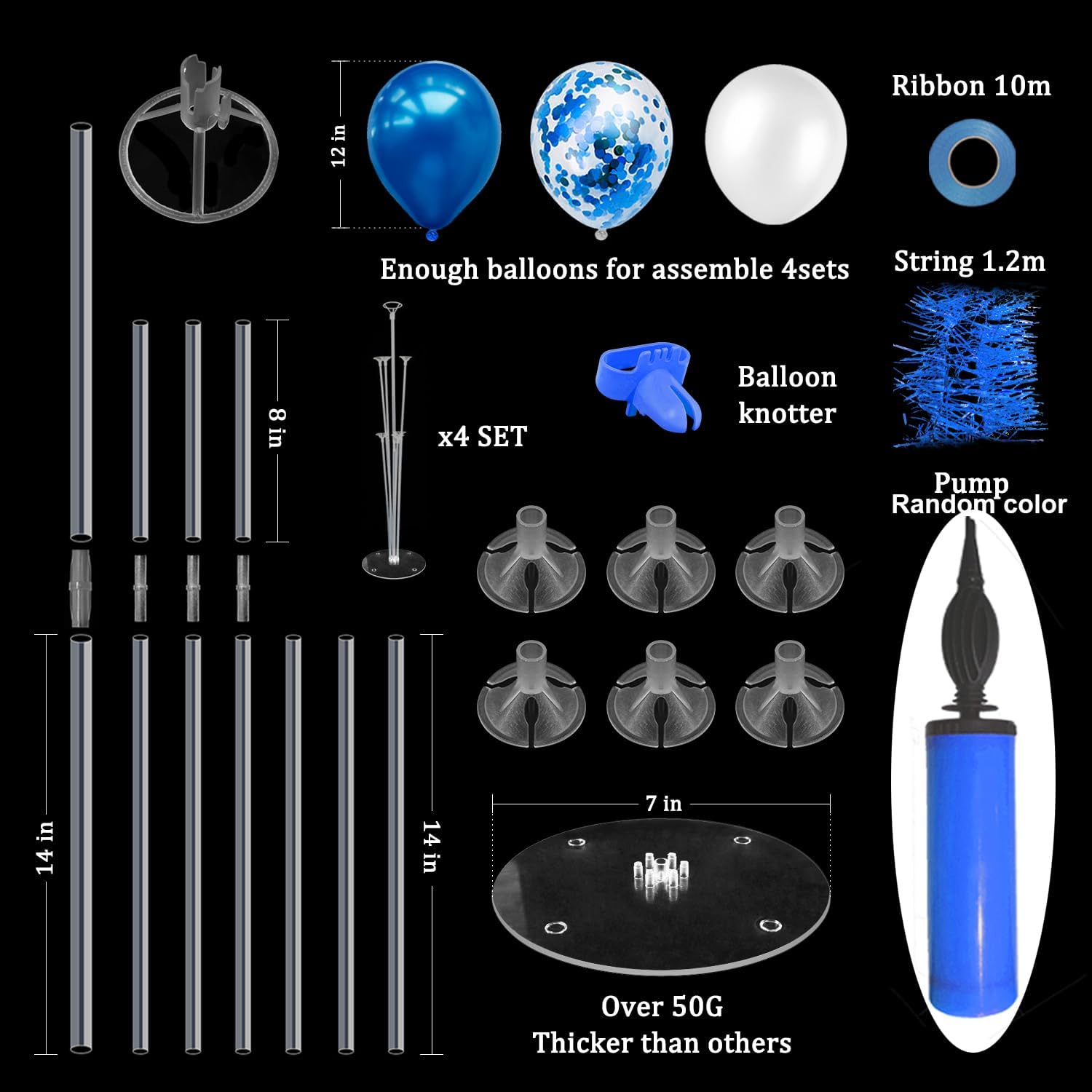 ZJDHPTY 4Set Blue Balloon Stand Table Centerpieces Party Decor image 2