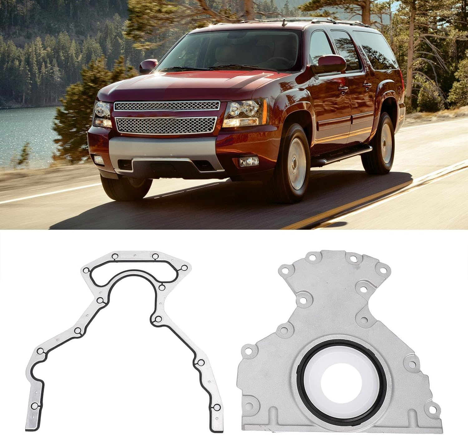 Engine Oil Leak Repair Kit Rear Main Seal Cover Gasket Set 14 Pc 635 518 Compatible with V8 4.8L 5.3L 6.0L 6.2L
