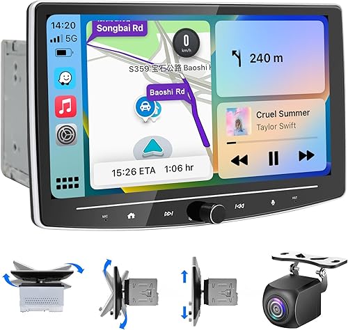 Estéreo de coche doble DIN inalámbrico CarPlay Android Auto 2G+32G desmontable 10 pulgadas pantalla táctil Android radio coche Bluetooth AM FM