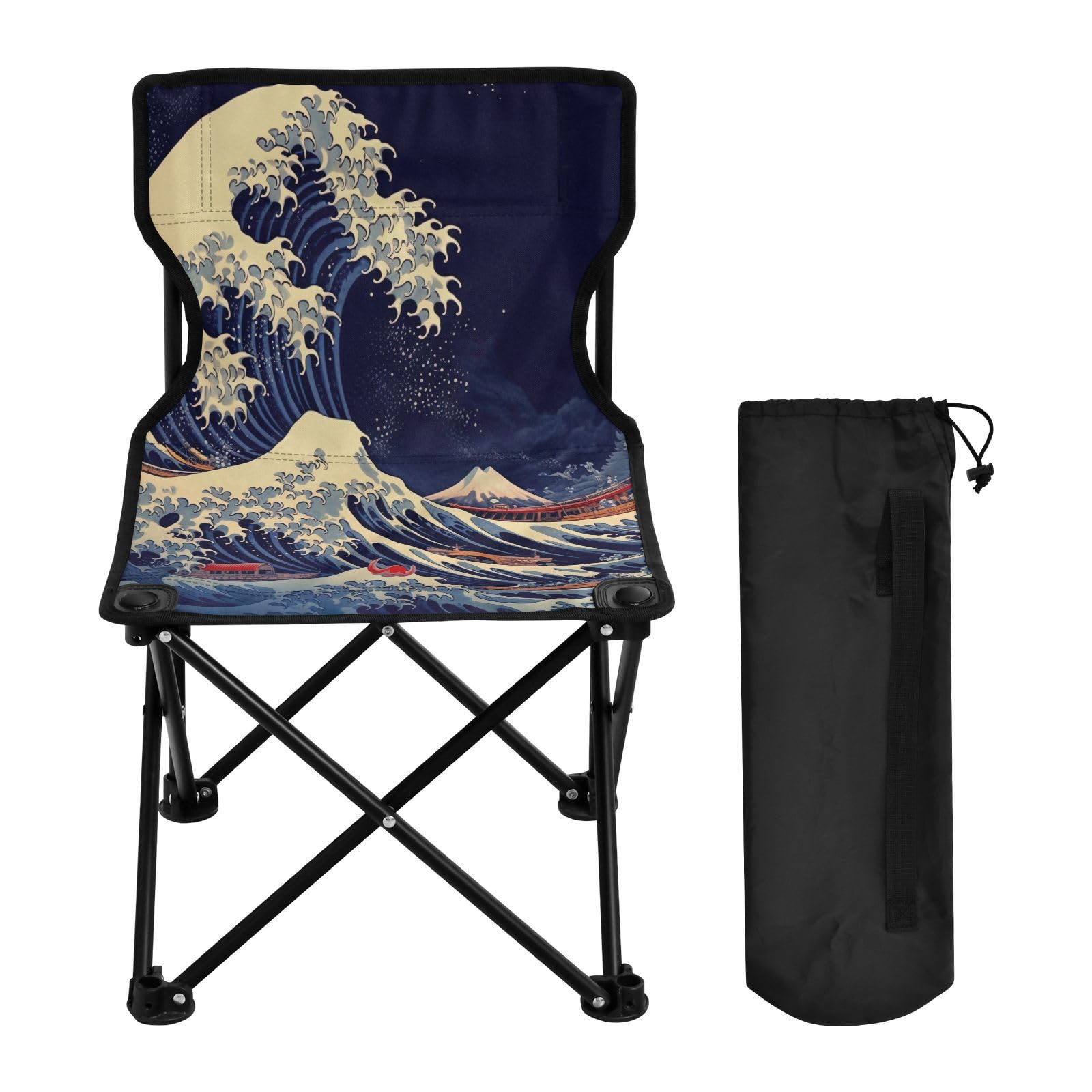 Amazon.com: Jihqo Japanese Sea Wave Camping Chair Lightweight