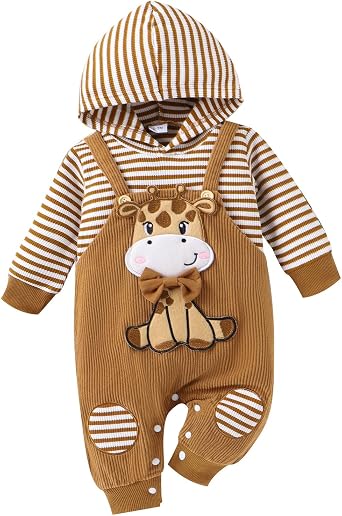 Baby Boy Clothes Newborn Hoodie Romper Fall Winter One-piece Outfit Infant Cute Cartoon Clothing Set 0-18 Months