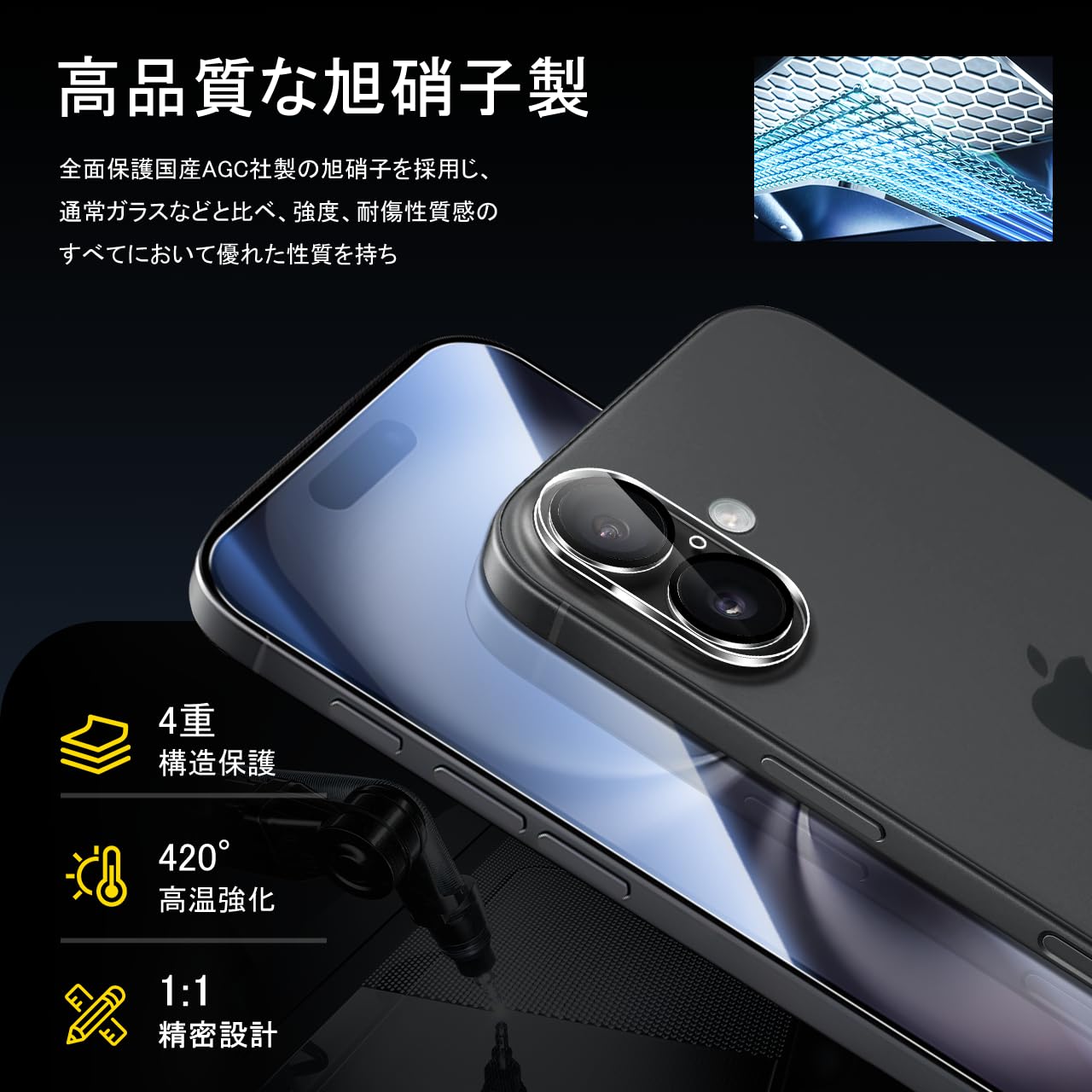 Amazon.co.jp: Seninhi 対応 iPhone 17 ガラスフィルム (2枚) ＋