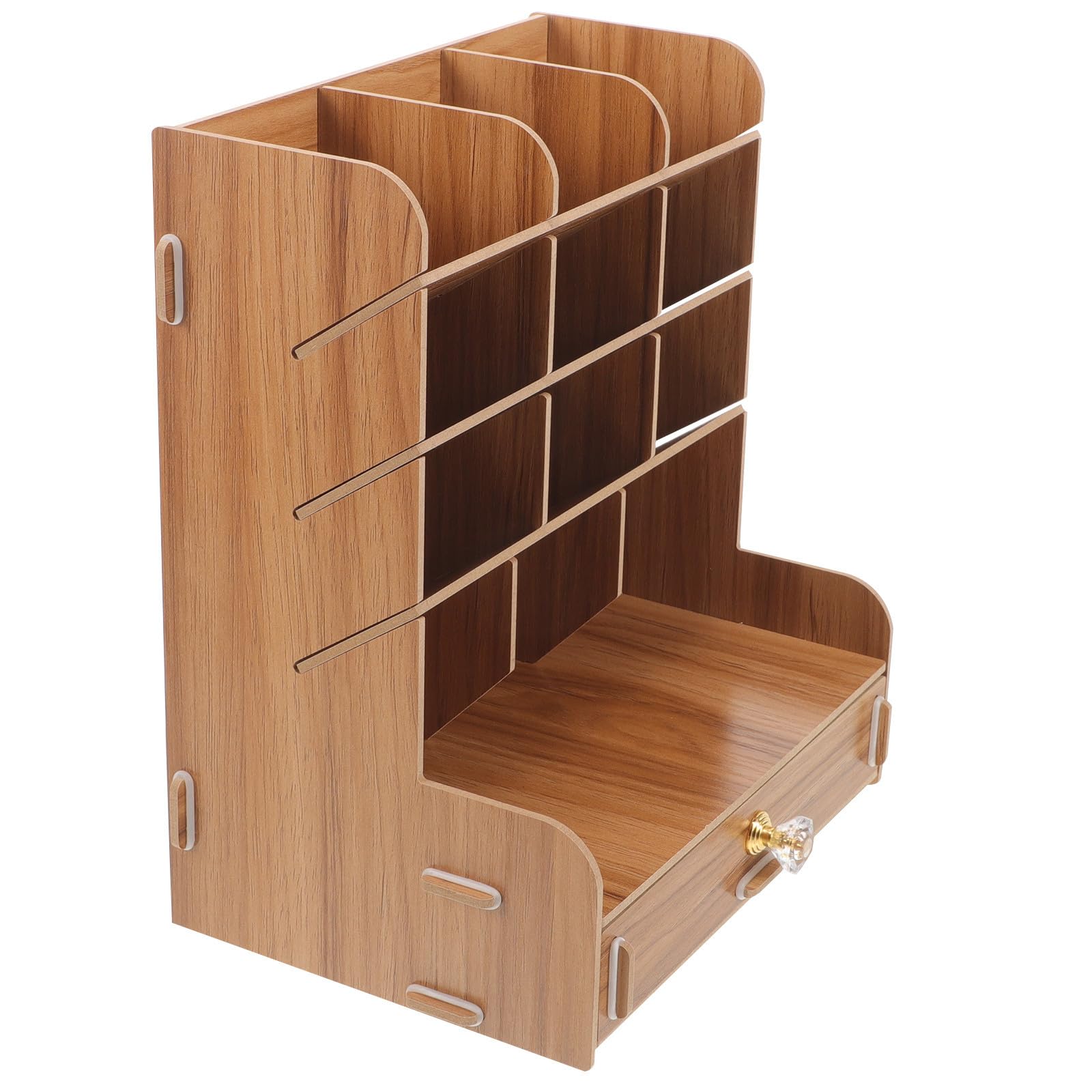 Portalápices de Madera Resistente con Múltiples Compartimentos para Escritorio, Diseño Simple y Funcional Adecuado para Oficina y Hogar