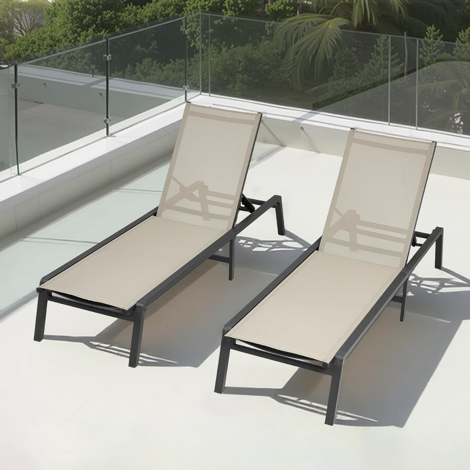 VEVOR Tumbona Plegable, 1110 x 595 x 105 mm, Tumbona Impermeable con 5 Posiciones Ajustables, Sillón de Aluminio Relajante, Carga de 180 kg para Jardín, Playa, Patio, Camping y Terraza, Caqui