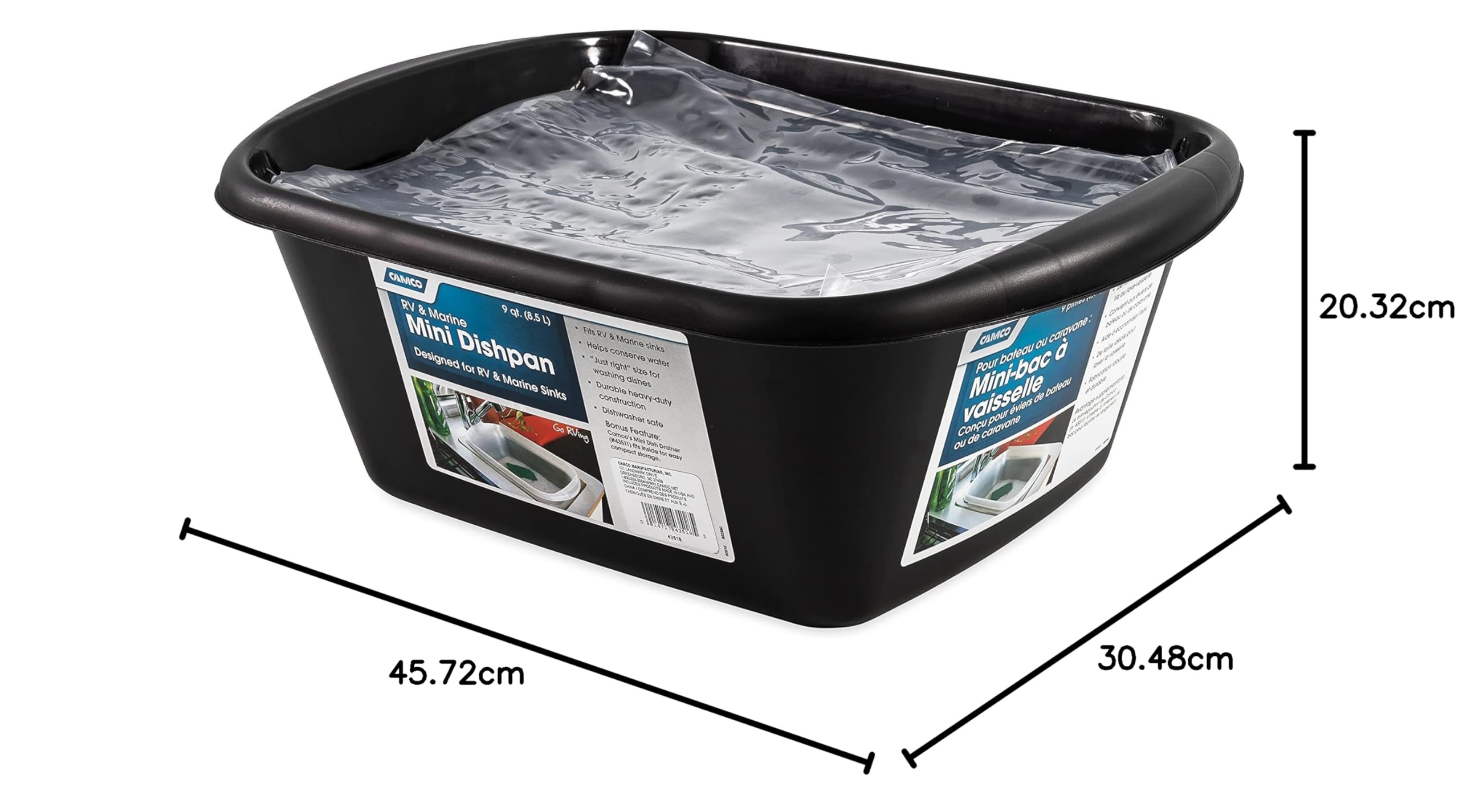 Camco 43518 Black Sink Kit – Includes Dish Drainer, Dish Pan & Sink Mat For Compact Kitchens