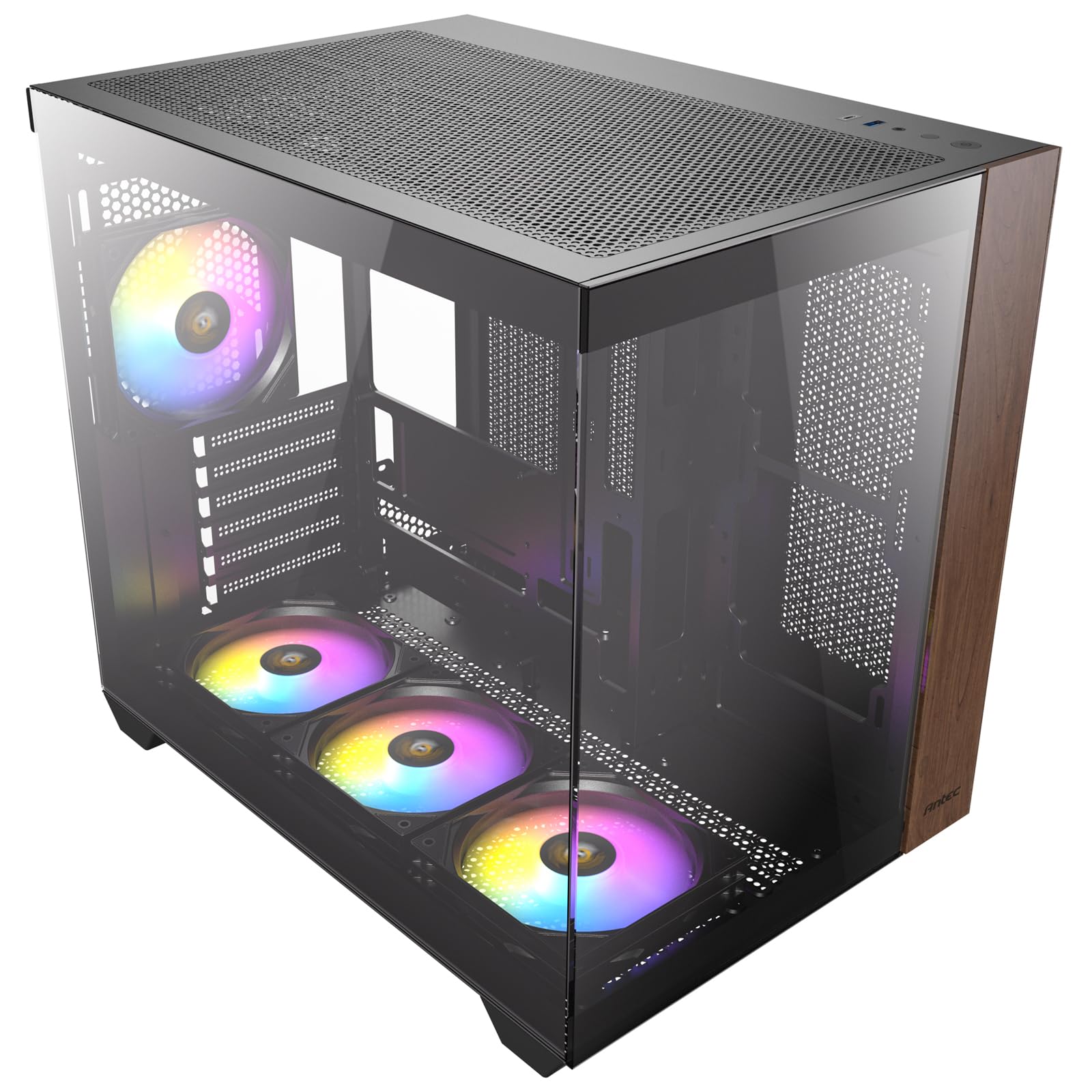 Antec Cx800 Midi Tower Nero, Legno (antec Cx800 Wood Mid Tower Gaming Case, 1 X Usb TypE-C / 1 X Usb 3.0, Tempered Glass Front And Side Window Panel,