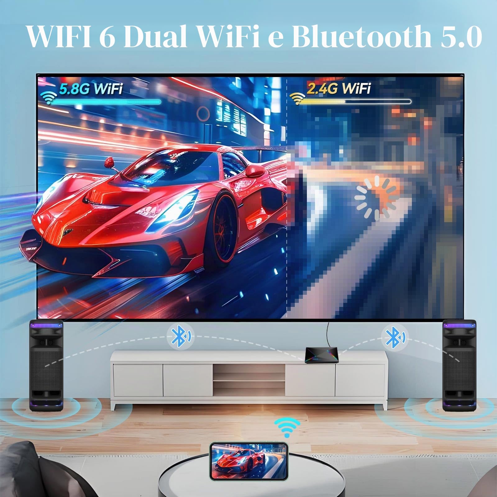 Android TV Box 2025, Android 14.0 TV Box 2GB RAM 16GB ROM 1000M Ethernet WIFI6 Android Box 4K 6K 8K HDR10 R69 Plus H728 Octa-core 3D Smart TV Box Supporto 2.4G 5.8G Dual WiFi BT5.0 USB 3.0
