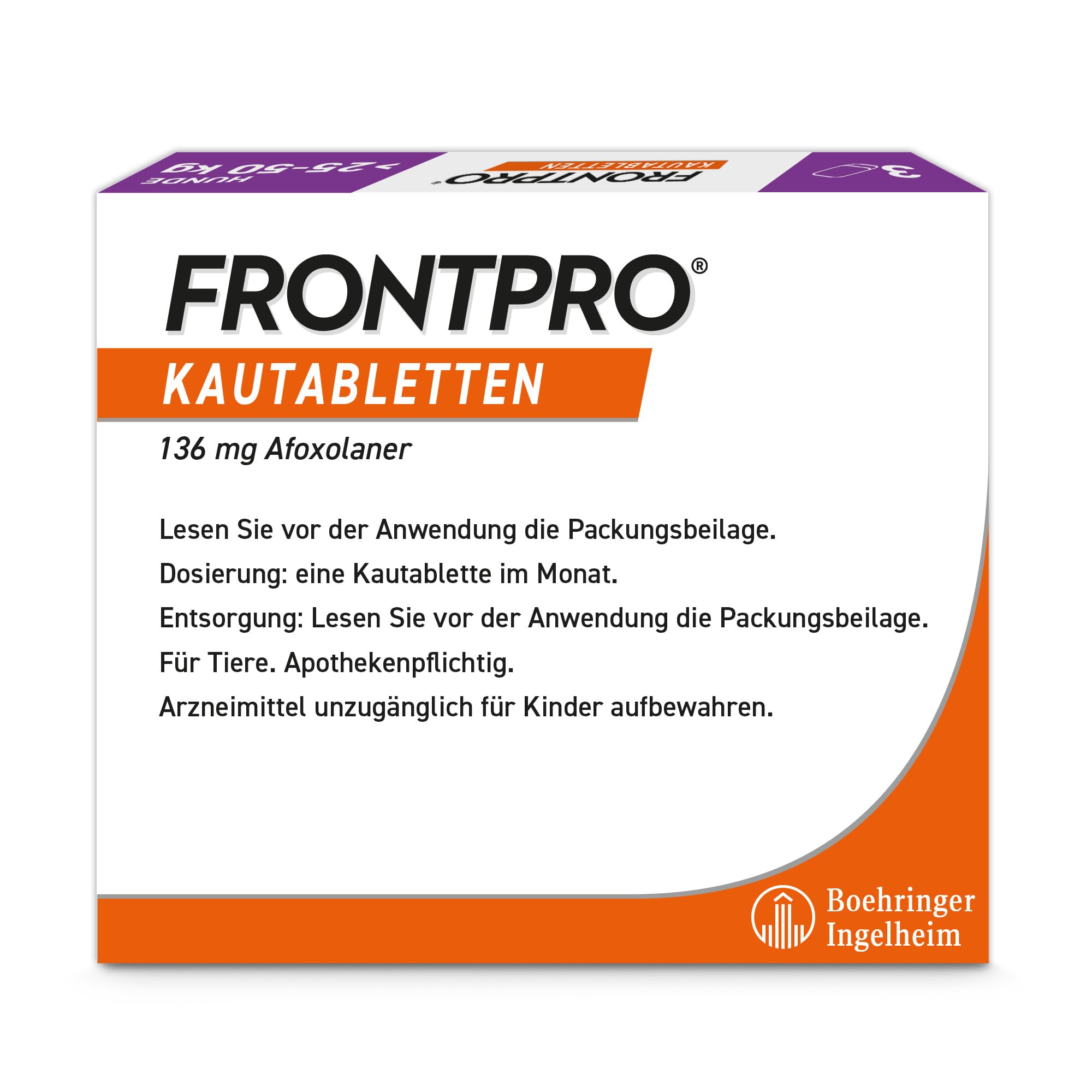 FRONTPRO Hund XL - Kautablette gegen Zecken & Flöhe (Hunde 25 bis 50 kg) | 3x Kautabletten für 3 Monate Zecken- & Flohschutz - schmeckt einfach mit oder ohne Futter - schnelle Wirkung