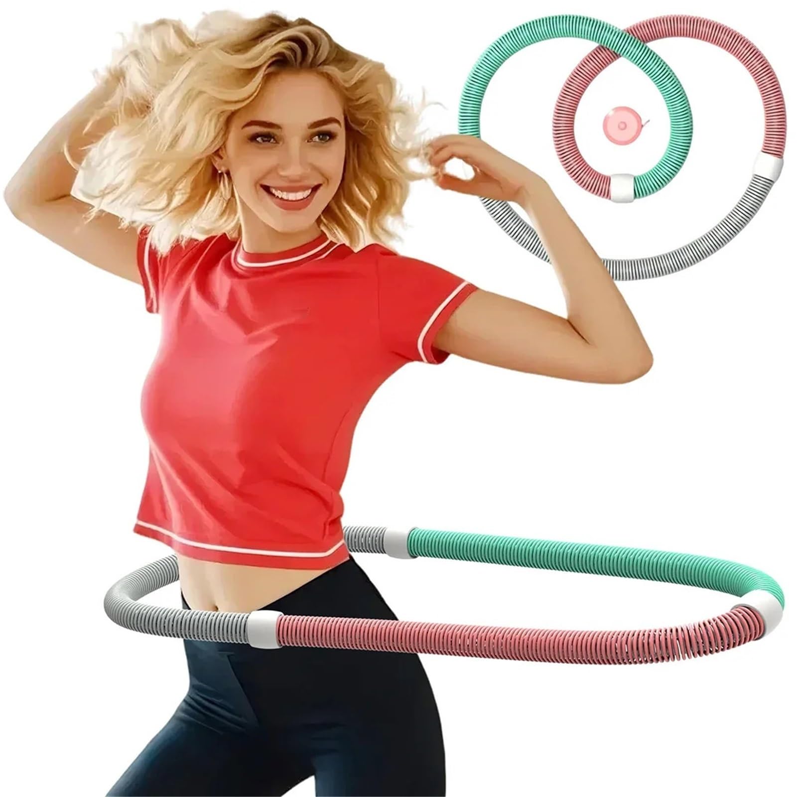 Pieghevole Hula Hoop Cerchio sportivo pieghevole for fitness, design a molla adatto alla vita for attrezzature for esercizi di allenamento for donne adulte per la perdita di peso