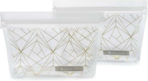 Miniatura 2 de Full Circle- Bolsas reutilizables ZipTuck, dorado, (Gold Geo)