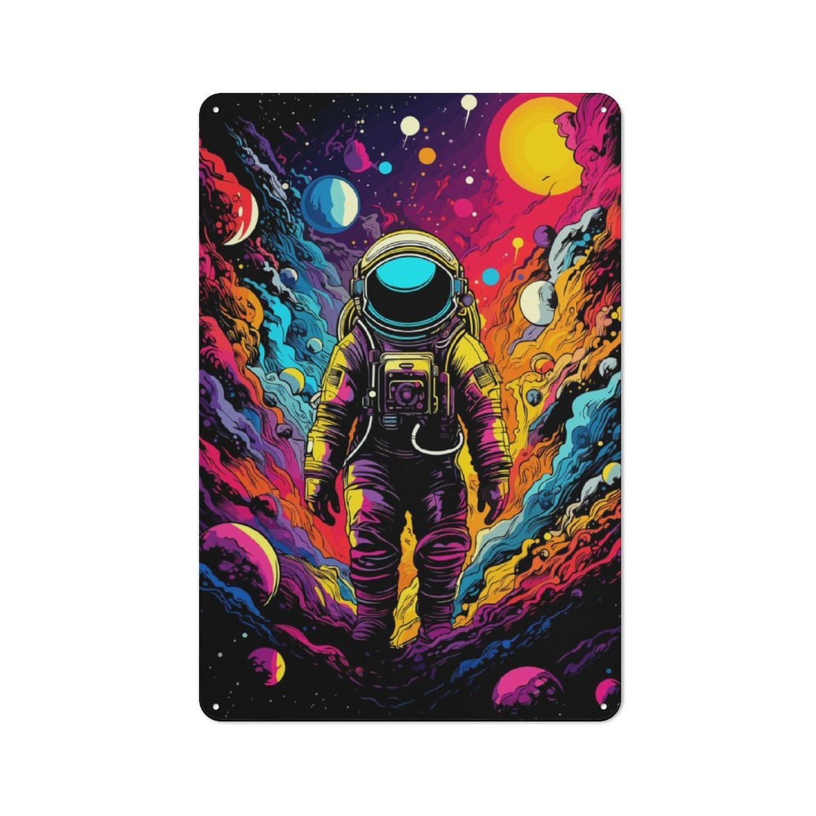 Junmoney Astronaut Lsd Retro Tin Wall Plaque 30X20cm For Dining Room Or Kitchen, For Home Decor Collectors
