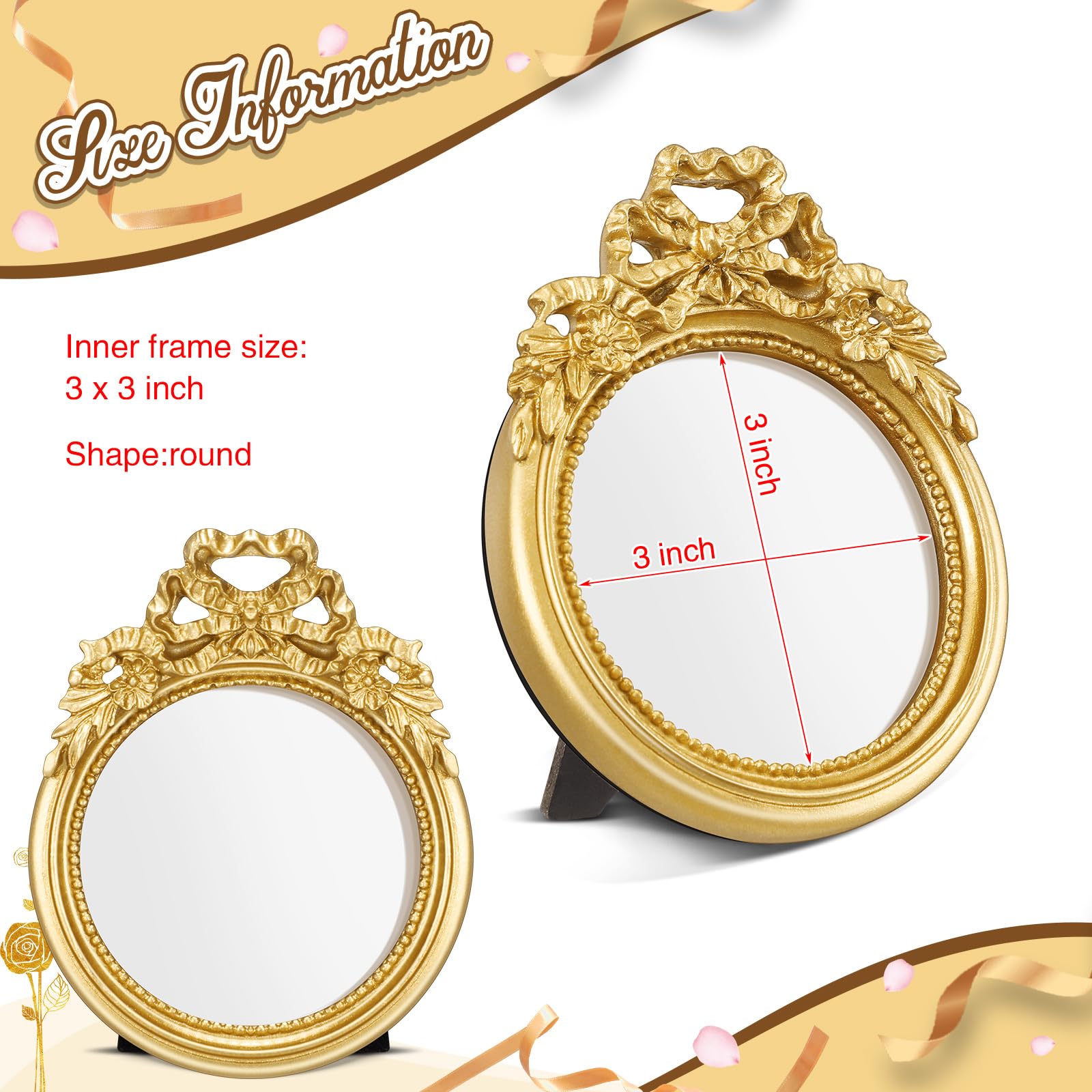 Mini Bilderrahmen Oval – Goldfarben Im Vintage-Barockstil – Set Mit 2 Stück
