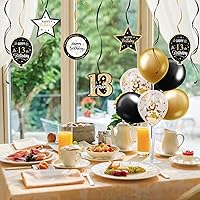 Vista 204 de Juego de decoraciones para fiesta de cumpleaños número 16, serpentinas moradas con soporte de globo de mesa morado, decoraciones de fiesta