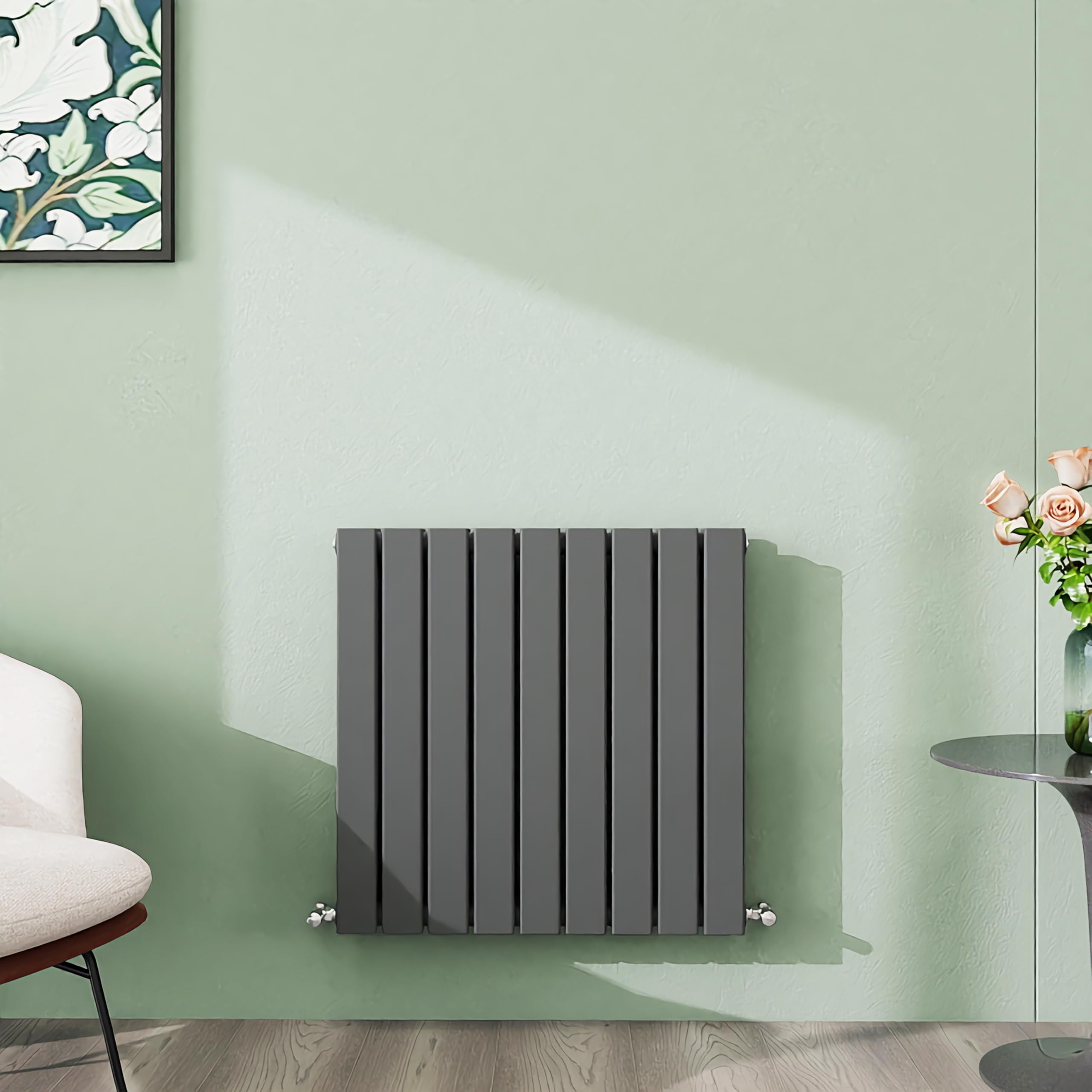 Simple Bathrooms Anthracite Simple Bathroom 600×612Mm Horizontal Designer Radiator Double Panel Modern Central Heating Flat Panel Radiators
