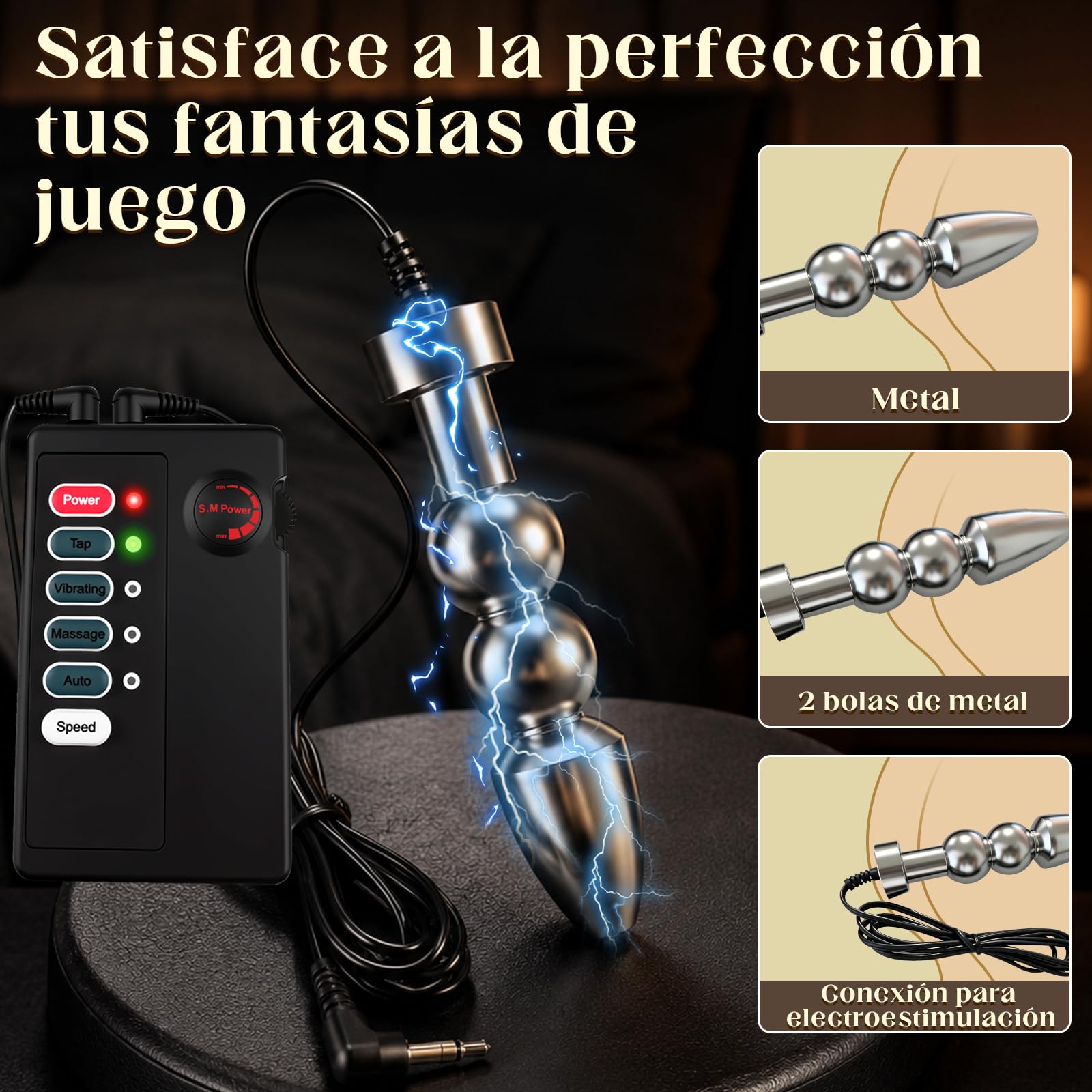 Tapón Anal Eléctrico para Electroestimulación, Anillo para el Pene y Pinza para Pezones, Juguetes de Entrenador Anal, Juguetes Sexuales para Parejas de Mujeres y Hombres