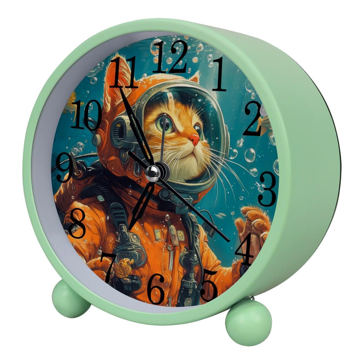 Luoweisi Alarm Clock Underwater Cat, Silent Non-Ticking with Night Light