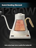 Vista 5 de Electric Kettle, Gooseneck Electric Kettle, ±1℉ Precise Temperature Control, Stainless Steel Interior, Quick Heating for Pour Over Coffee, Tea &