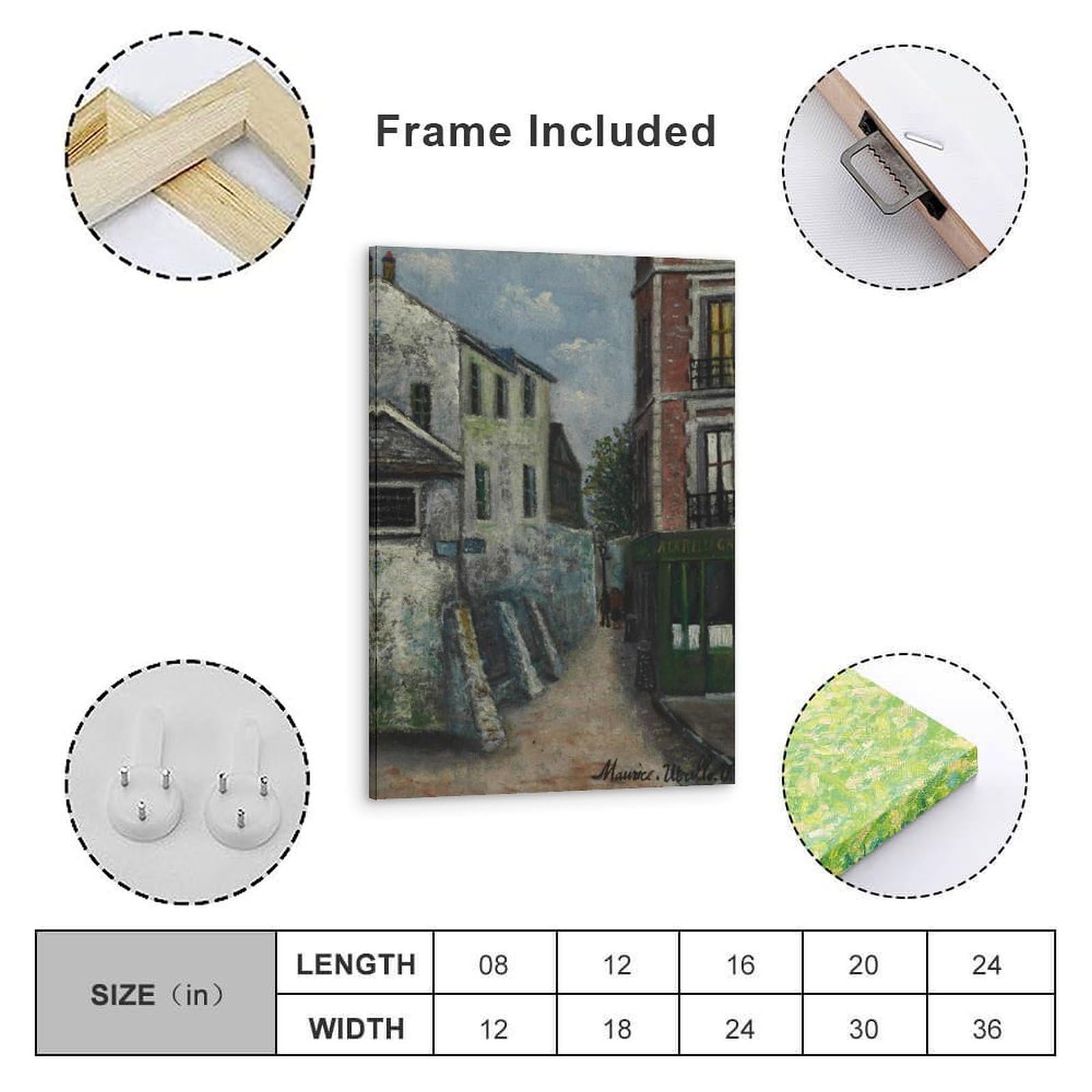 The Beautiful Gabrielle in Montmartre by Maurice Utrillo- Impresiones en lienzo modernas, pinturas decorativas para habitación de niños o niñas, murales para sala de estar y pinturas con motivos