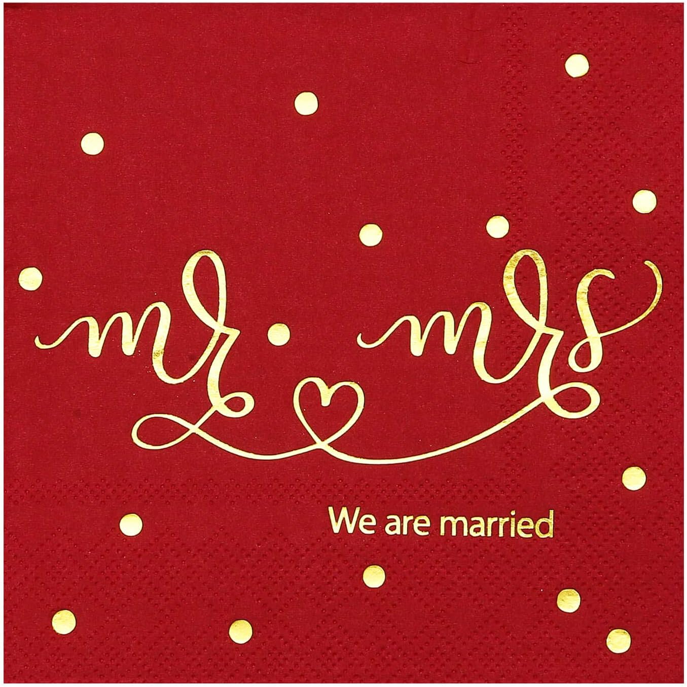 Wedding Napkins Burgundy Gold, 100 PCS/Pack, Mr and Mrs Cocktail Napkins for Bridal Shower Decoration, Disposable Beverage Napkins for Wedding Table Decor Supplies, 3- Ply, Gexolenu