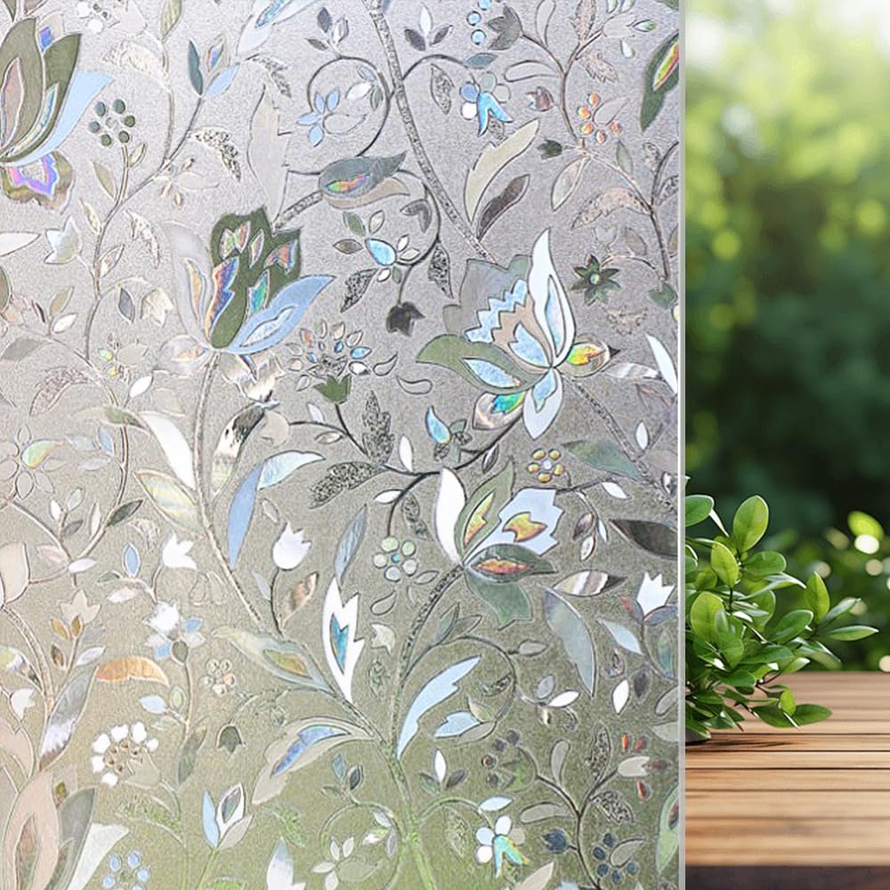 Static Cling Non-Adhesive Frosted Glass Window Film for Decorative Decals and Privacy Covering on Shower Doors and Bathroom Doors (Fujiman, 23.6" x 78.7")