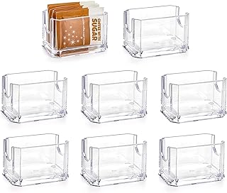 Dicunoy Set of 8 Sugar Packet Holder, Small Acrylic Clear Sugar Caddy for Coffee Bar, Classic Sugar Bag Sweetener Packets Storage Container for Tea Bag Organizer, Table, Restaurant, Hotel