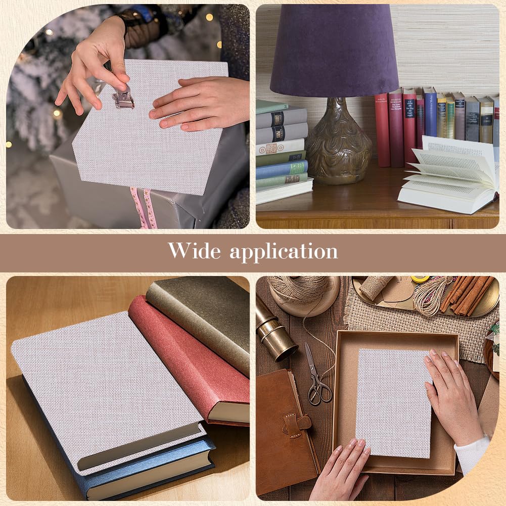 CRASPIRE 51 x 11.8 Inch Book Binding Cloth Book Cover Fabric with Paper Back Old Lace Linen Woven Polyester Bookcover for Books Album Scrapbooking Archival DIY Covering Bookbinding Protector - Image 4
