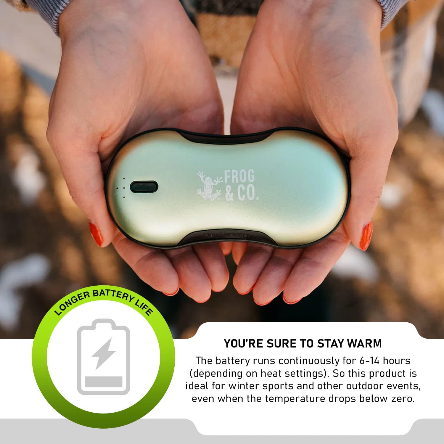 Survival Frog QuickHeat PRO Rechargeable Hand Warmer with Portable Power Bank - Premium Quality Electric Hand Warmer - Reusable Hand Warmers - USB Heater for Hands with Storage Bag and Lanyard