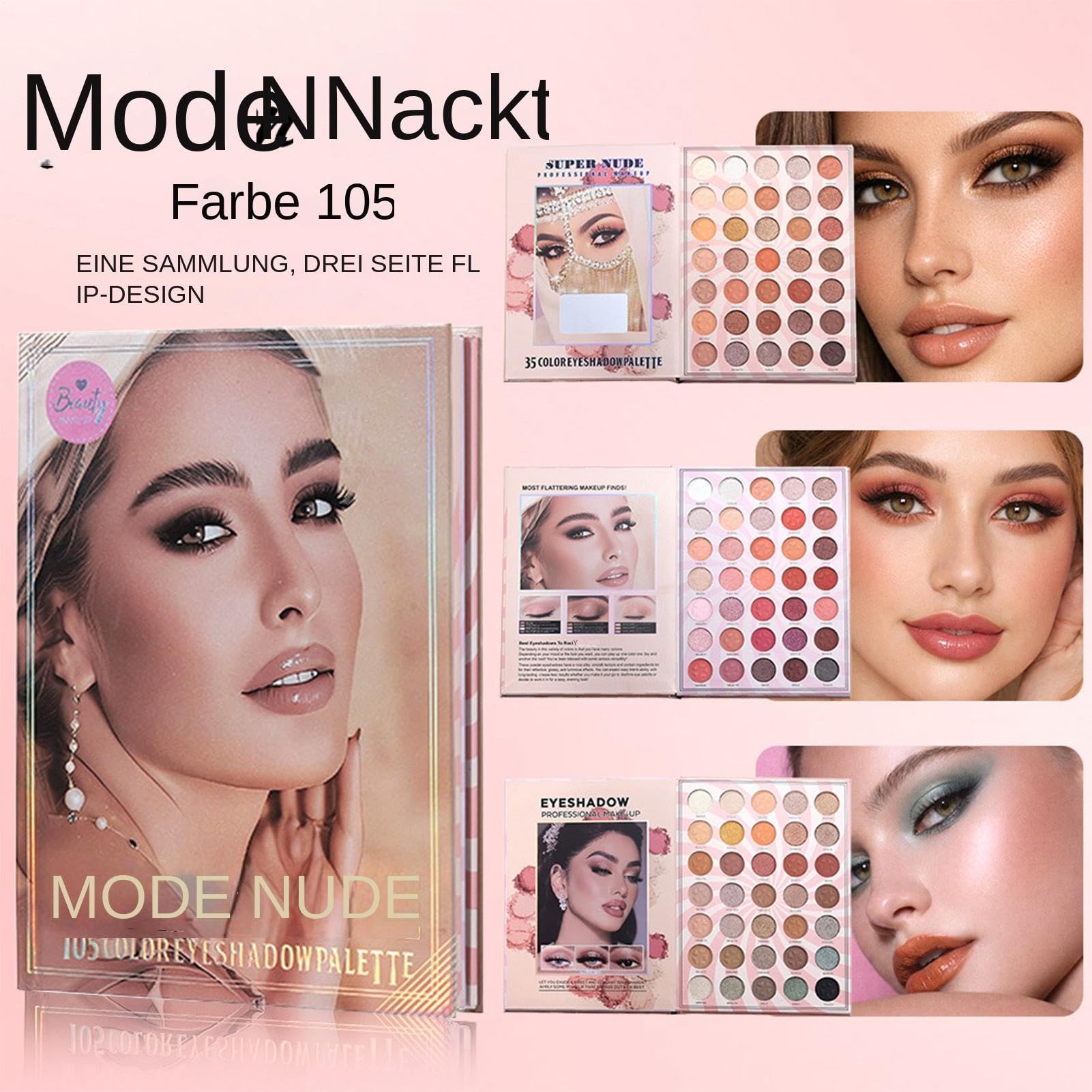 Palette Di Ombretti Per Il Trucco 105 Colori Vivacizzanti Antimigrazione | Per Occhi A Forma Di Libro per Donne e Ragazze Ideale per Feste Halloween e Viaggi