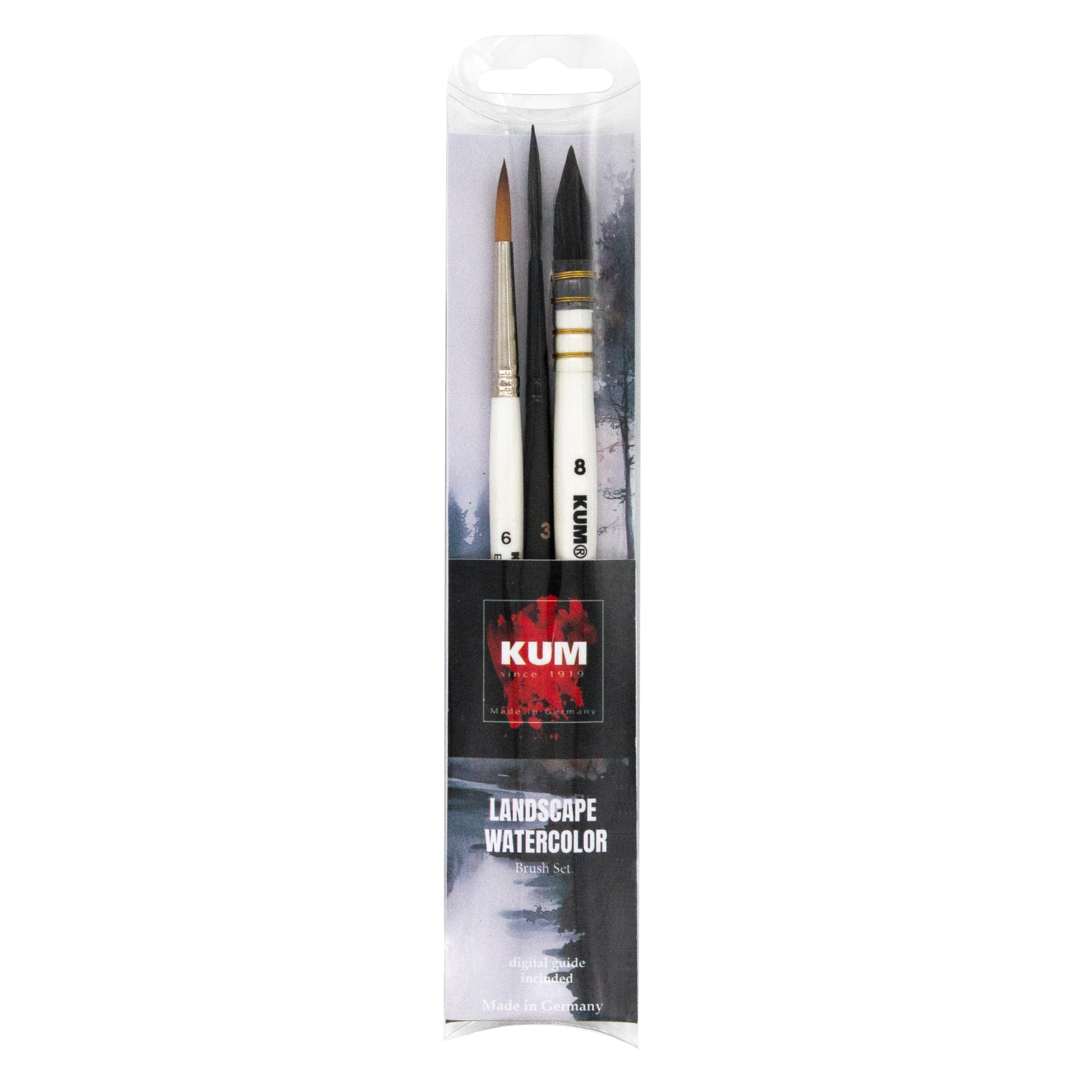 KUM 5147916 - Estuche de Pinceles de Artista Paisaje Acuarela, 3 Pinceles para Pintar con Acuarela