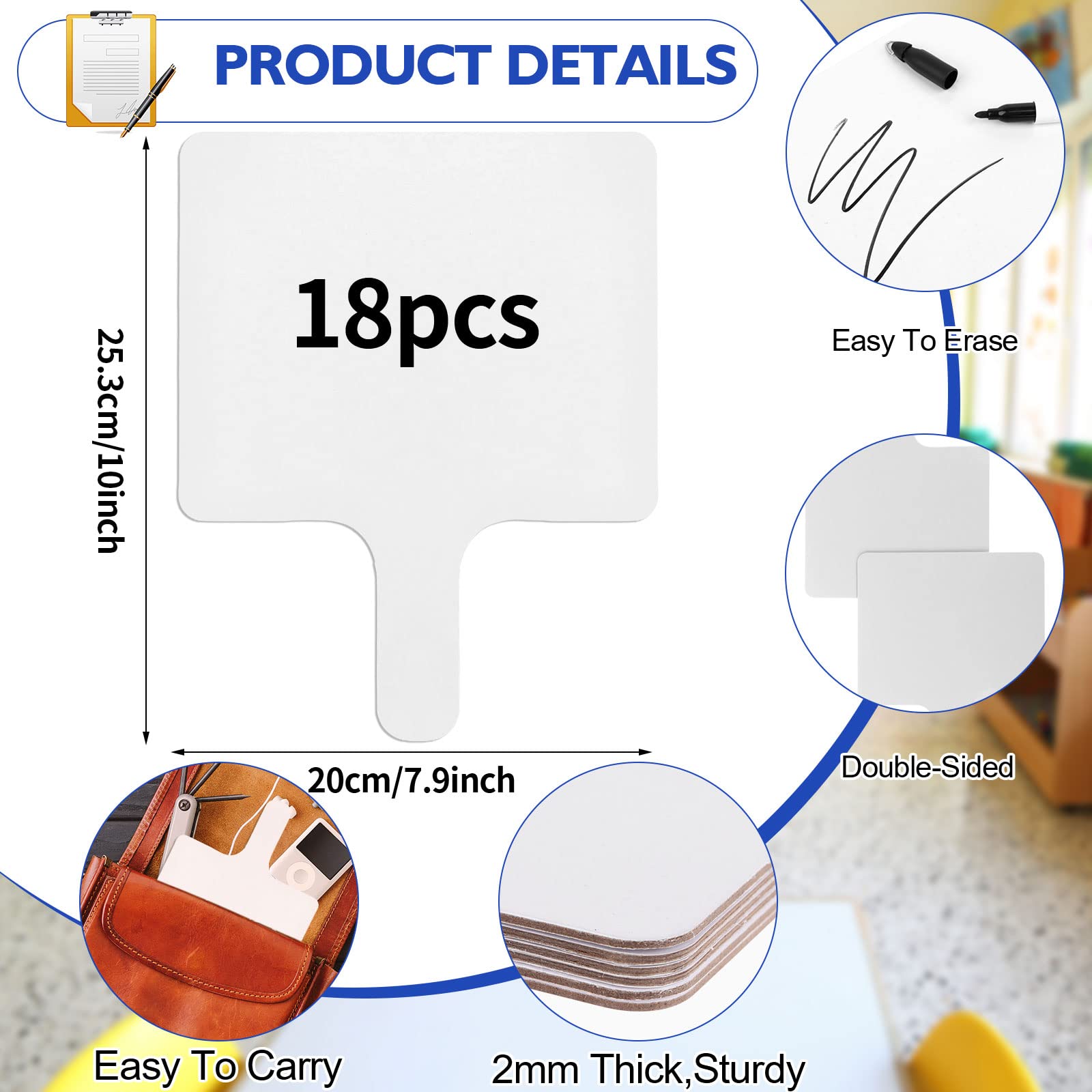 18 Pcs Dry Erase Answer Paddles - Image 2