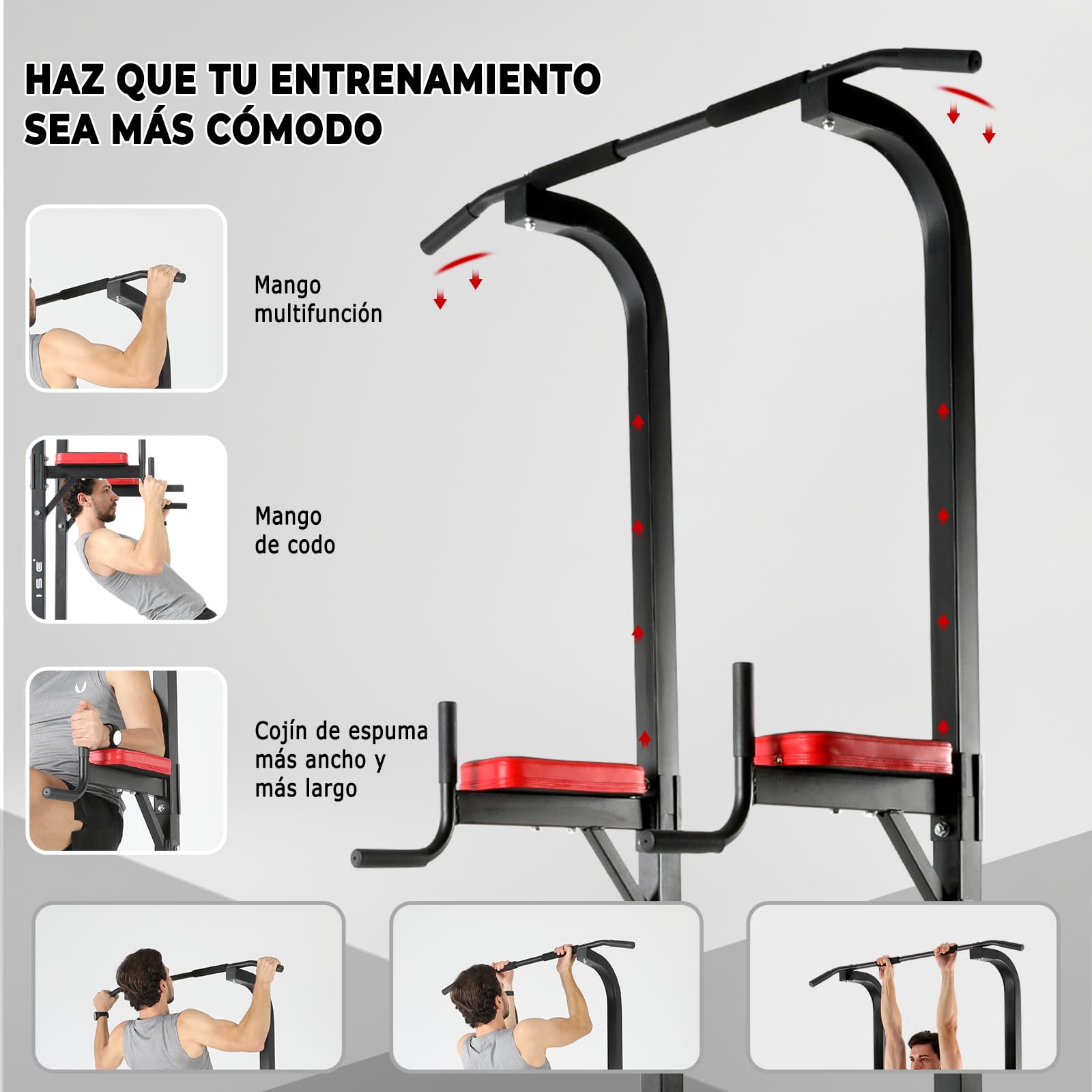 ISE Maquina Dominadas, Estación de Musculación, Torre de Gimnasio Entrenamiento Multifuncional, Multiestación con Barra de Dominadas Fitness, Power Tower de Pull-up, Ejercicio Fuerza Gimnasia