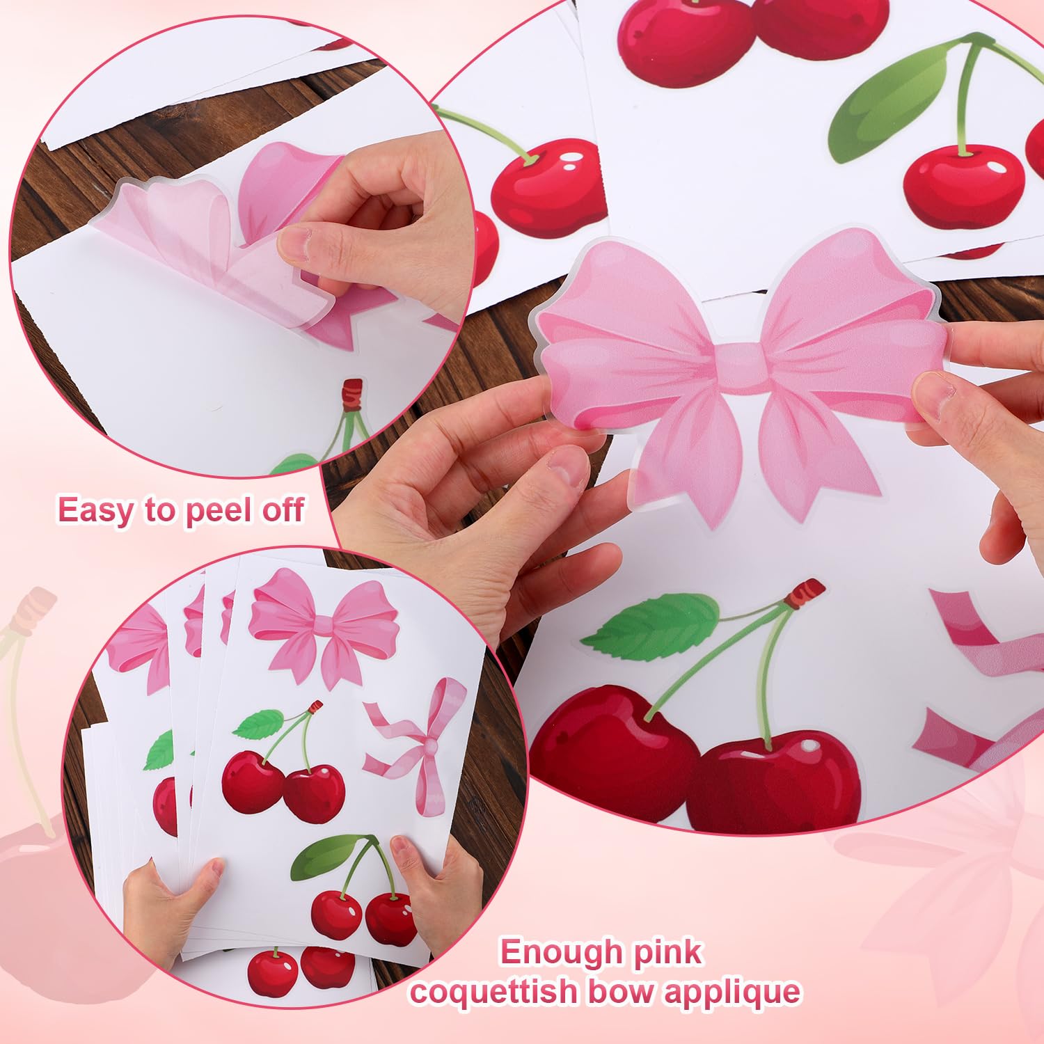 12 Sheet Pink Bow Wall Stickers - Image 4