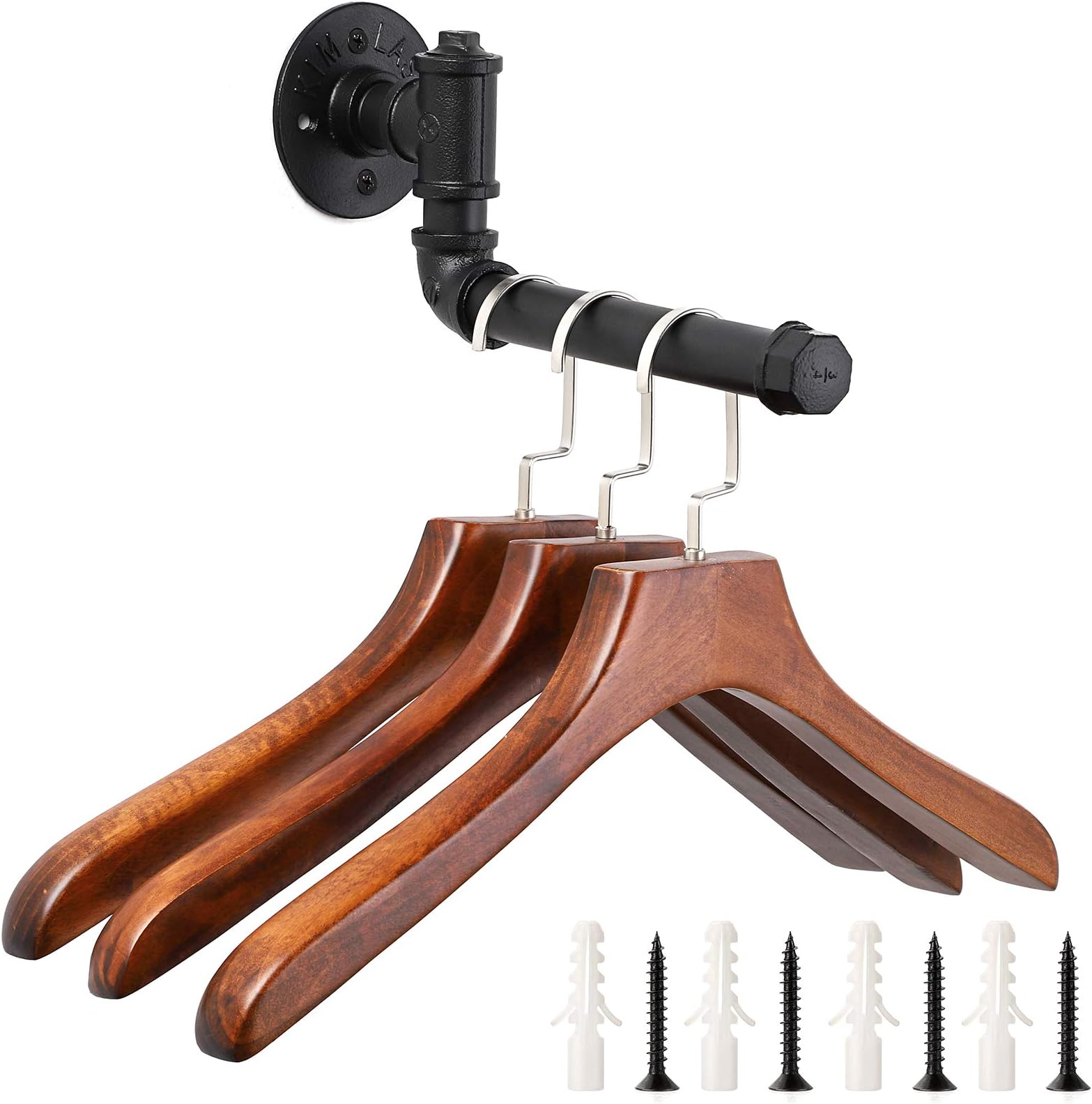 BTSKY Rustic State Industrial Wall Mount Pipe Hanger Holder Rack Clothes Bar ...
