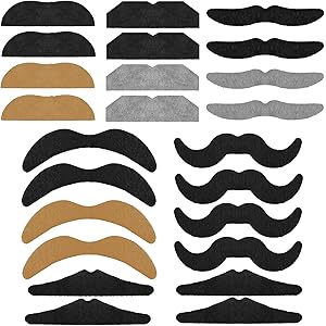 Set Di 24 Baffi Finti Autoadesivi - Per Feste, Halloween E Costumi, In Fibra Artificiale, 12 Stili Diversi - Foto 9