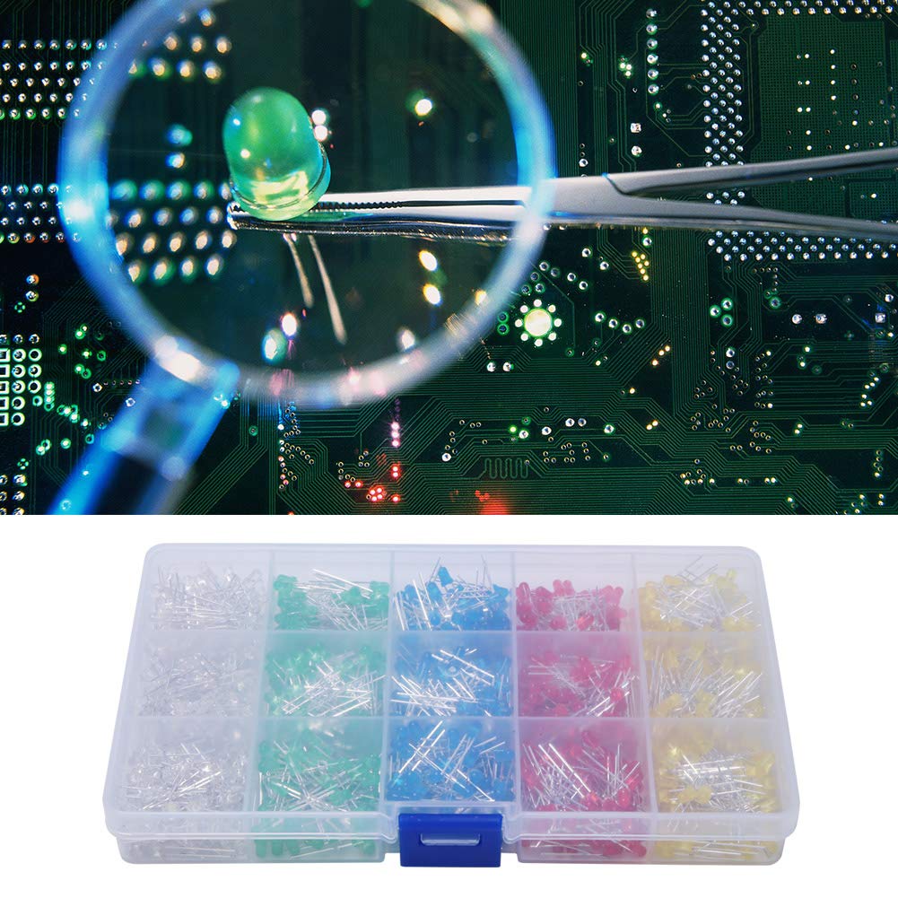 1000pcs 3MeterM LED Light Emiing Diode Kit, Assorted Color Diode Lights and Resistors, Components Lighting Kit for