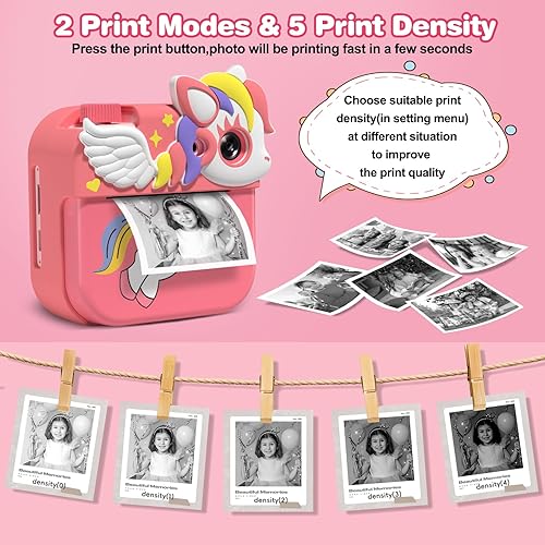 Miniatura 3 de Cámara de impresión instantánea con cubierta para niños de 3 a 12 años, regalos de Navidad y cumpleaños, pantalla de 2.0 pulgadas, cámara de video