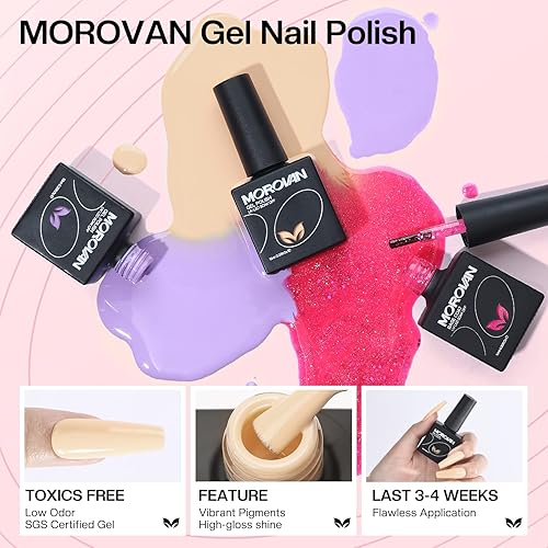 Miniatura 6 de Morovan Kit de uñas acrílicas con todo kit de uñas para principiantes, acrílico profesional con todo para principiantes, juego completo de uñas