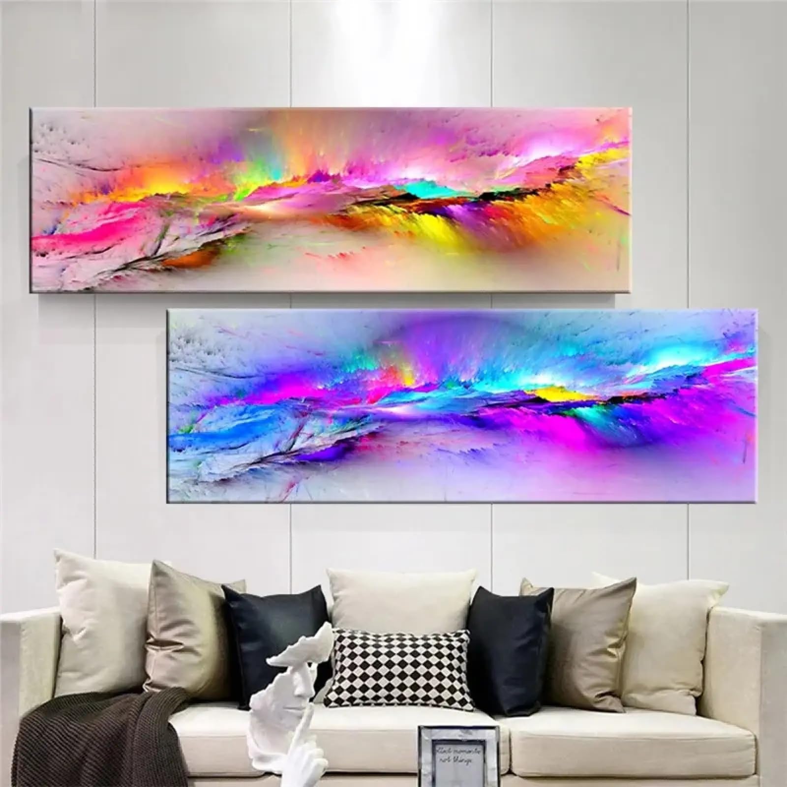 Zhadongli Art No Frame Canvas Wall Art Purple Cloud Posters Canvas Art Prints Nordic Wall Art Abstract Paintings Wall Picture For Bedroom 50X150cm(20X59in) X2 Frameless