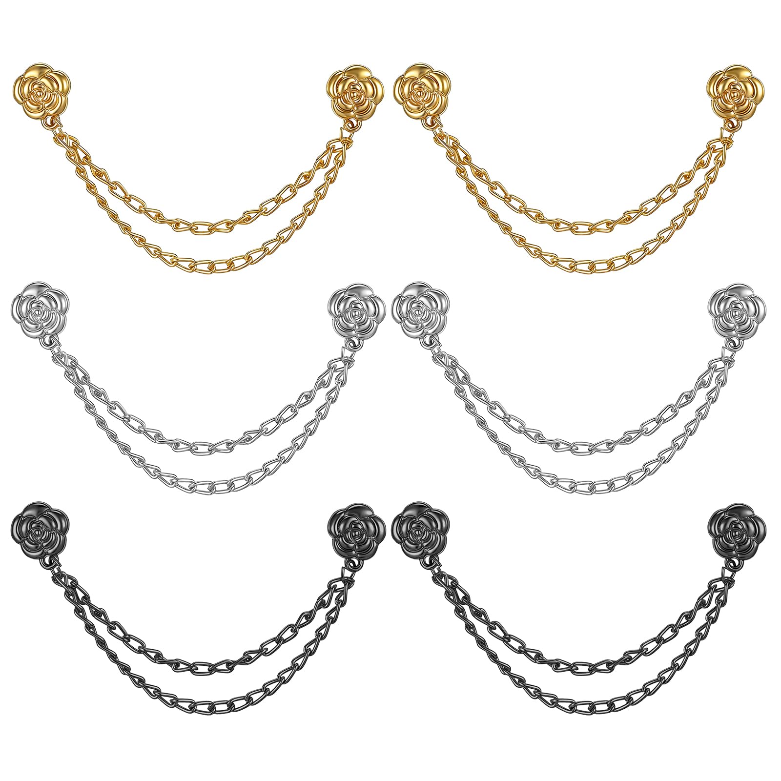 Photo 1 of 6PCS Magnet Clothing Pins, Multi-Function Magnetic Clothing Clip, Metal Magnetic Hem Clips with Chain, Magnetic Button Clips for Women Clothes, Scarves, Hijab, Trousers, Cardigans, Cuffs and Hems