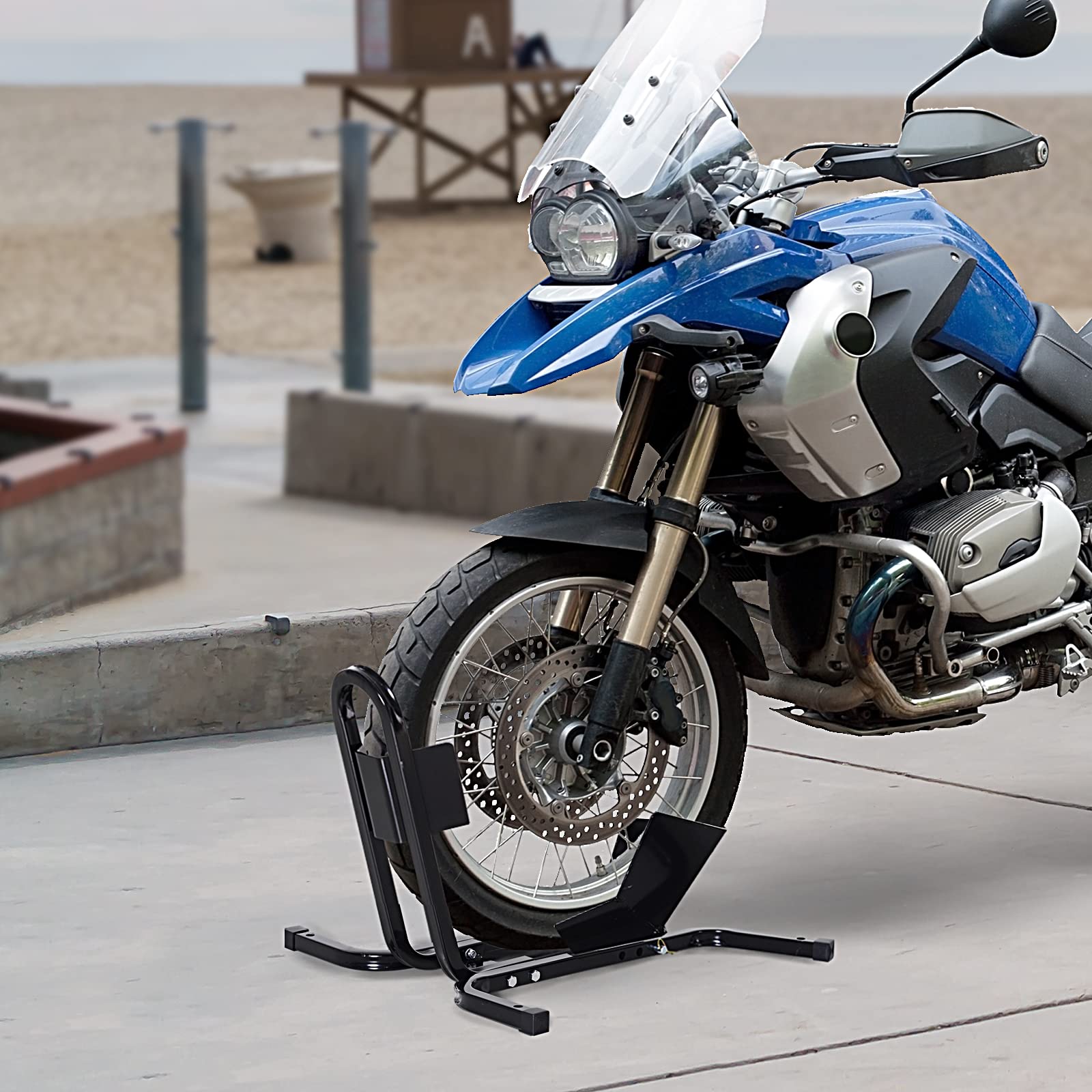 HOMCOM Set Cavalletti Per Moto Anteriore E Posteriore - Portata 390kg, Acciaio Regolabile, Con Ruote, Per Officina E Rimessaggio