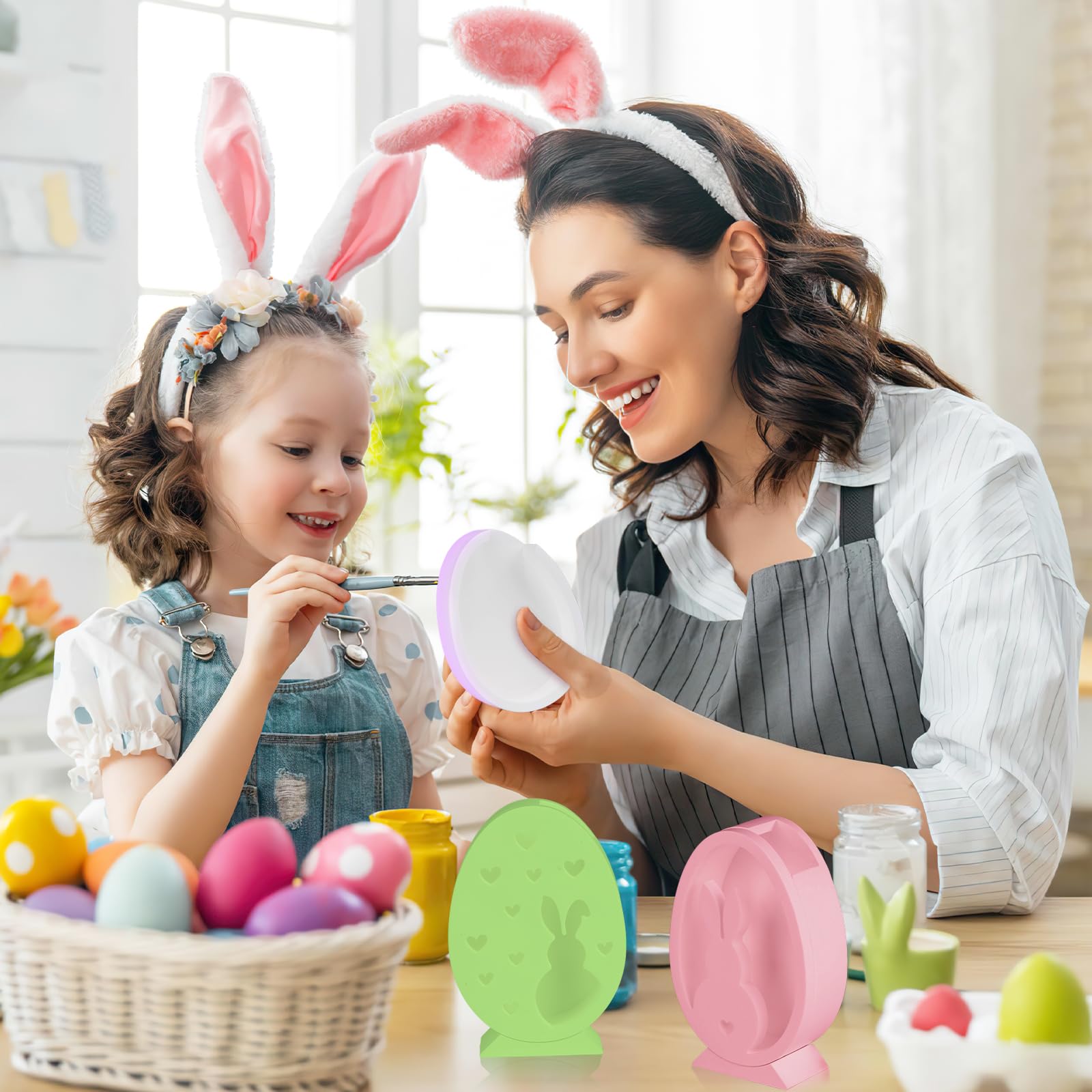 behone Stampi per Candele in Silicone Pasqua 2 pezzi 3D Stampi In Silicone Di Coniglio Stampo per Realizzare Cioccolatini, Candele, Saponi, Artigianato Regali di Pasqua(A