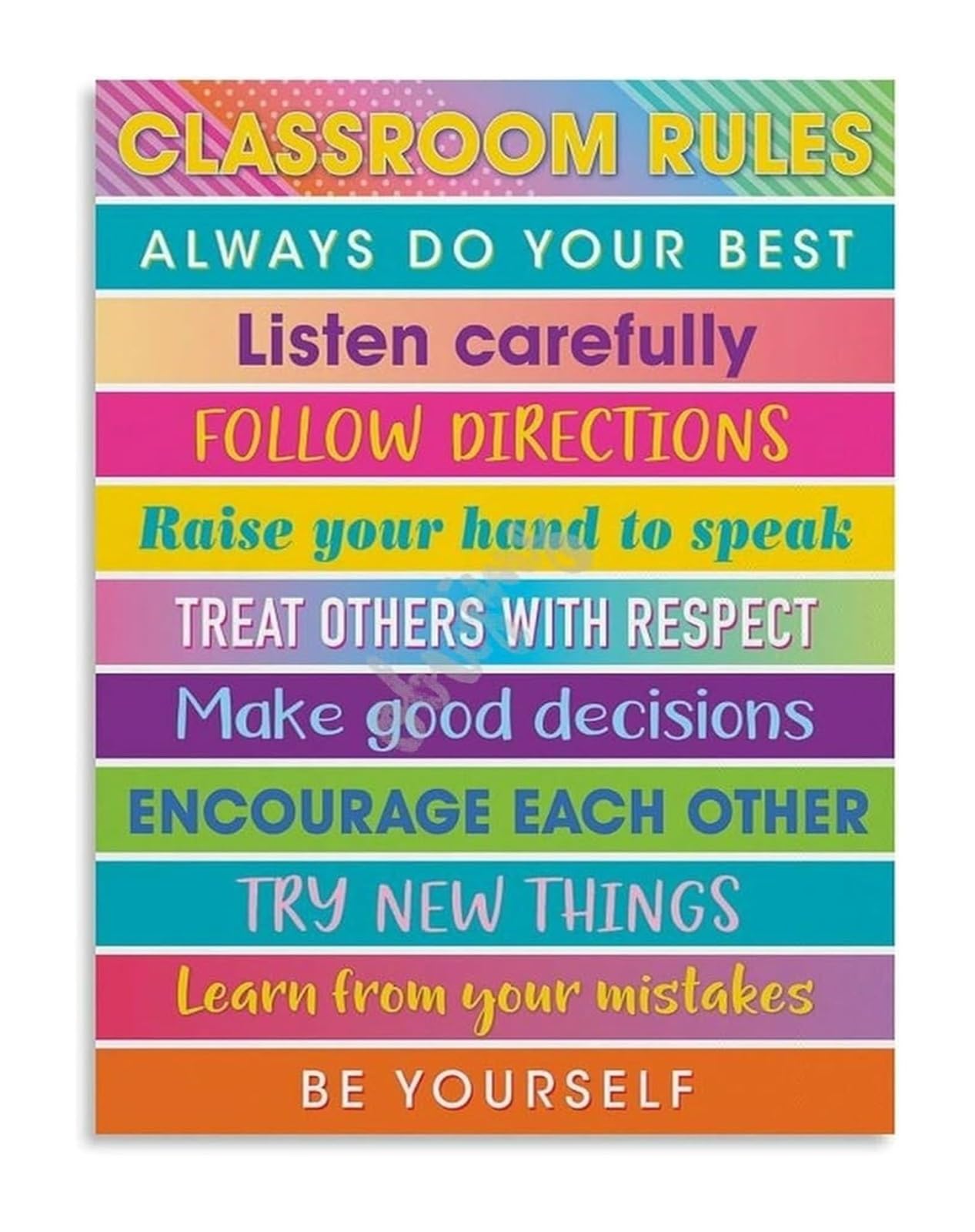 IDGTTLDF Elementary Classroom Rules Poster Back to School Wall Decor for Teachers Classroom Management Expectations Chart Framed,08x12inch(20x30cm)