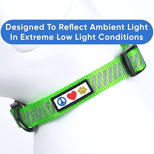 Miniatura 6 de Pawtitas Collar reflectante de nailon para perro, verde (XS), ajustable, resistente, para perros y cachorros extra pequeños