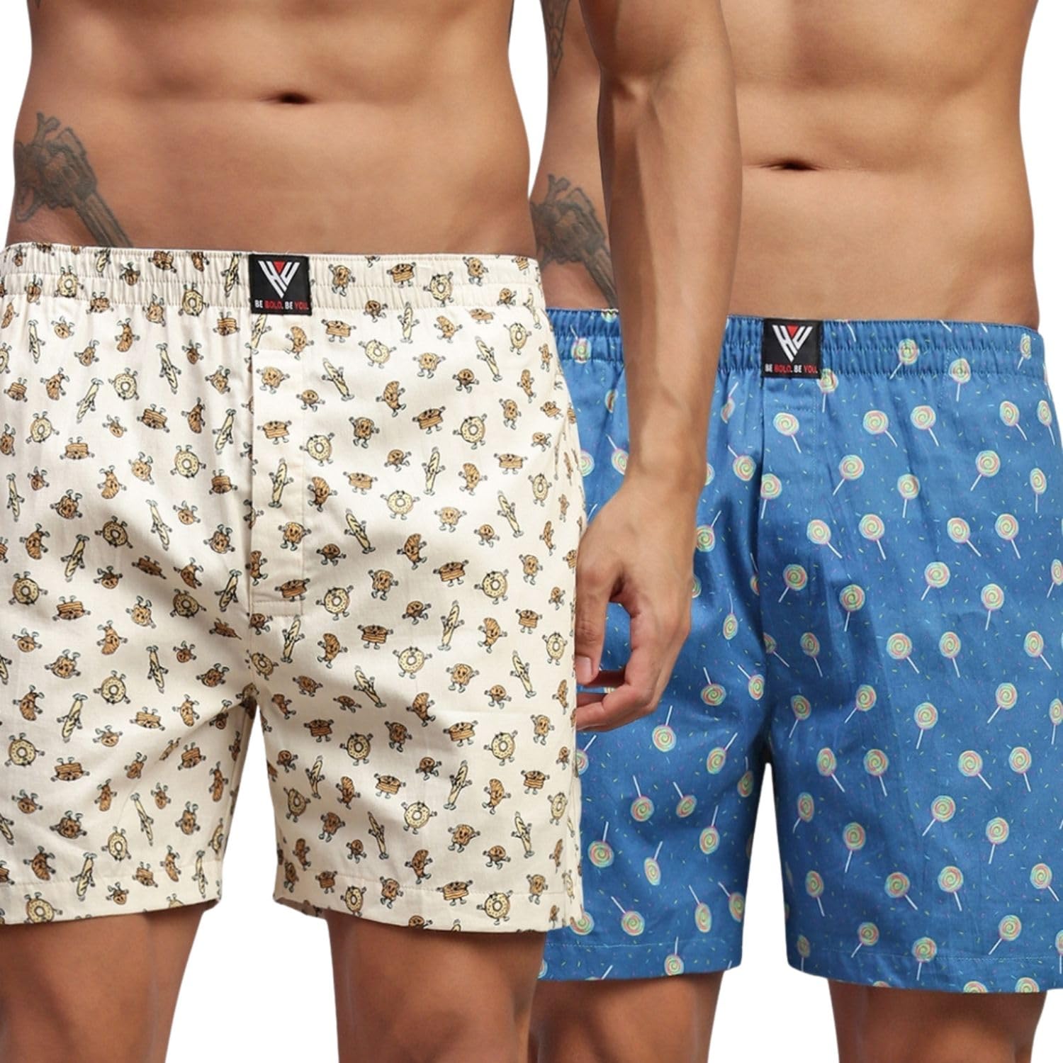 hayu 2PC Pack of Bakery & Candy Print Men Printed Cotton Boxer Shorts Multicolour-picture-23