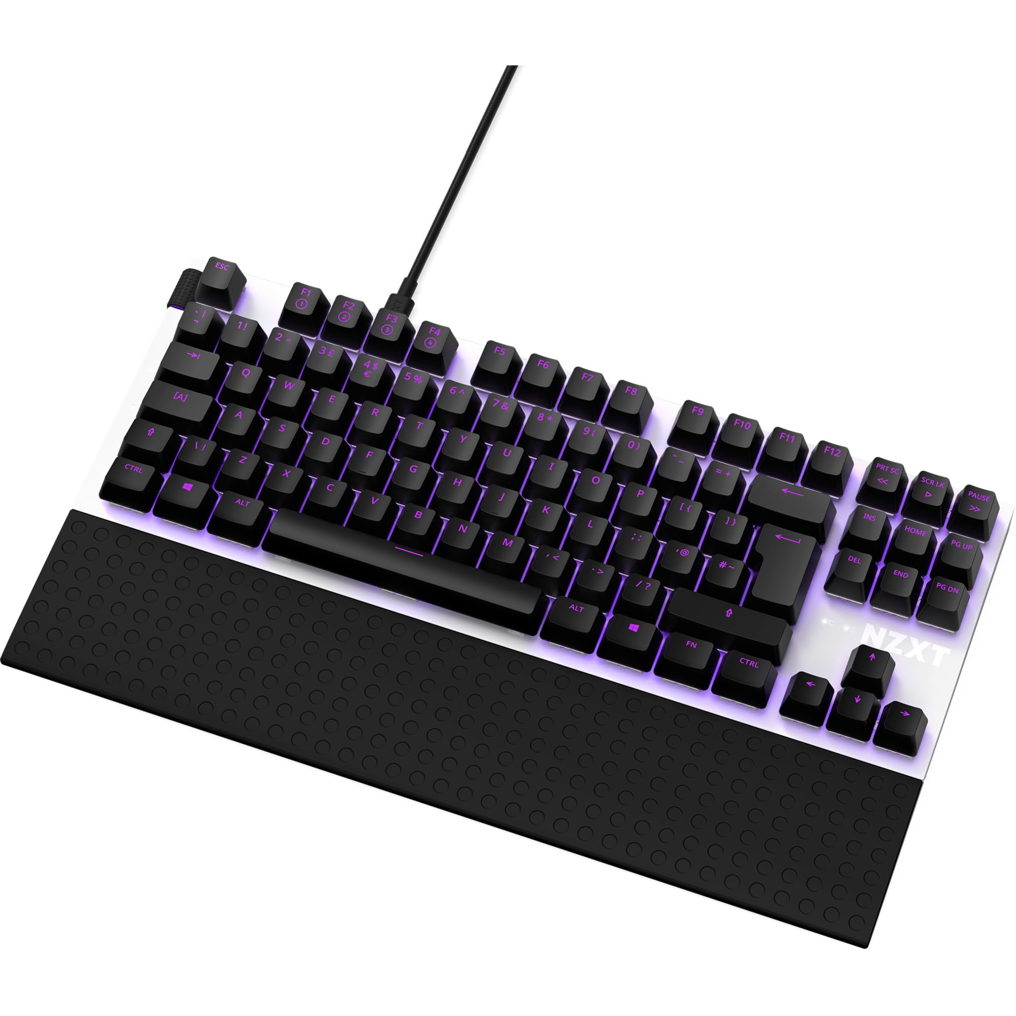 NZXT Function TKL 2022 - Mechaniczna klawiatura do gier PC - Podświetlana - Liniowy przełącznik RGB - Przełączniki kompatybilne z MX - Hot Swap - Osłona aluminiowa - Biały DE (QWERTZ)