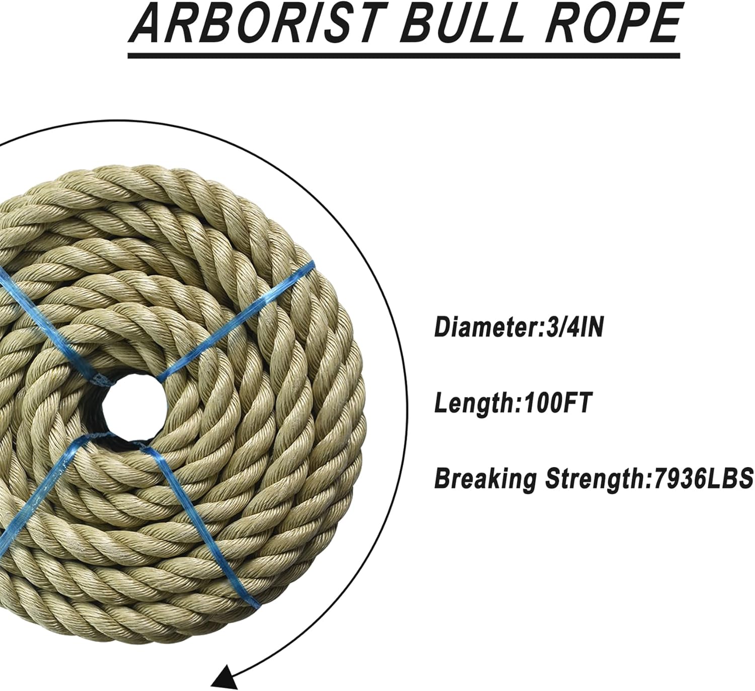 ProManila - UnManila,Polypropylene Cord Twisted 3 Strand, Lightweight Synthetic Rope for DIY Projects, Marine, Commercial, Landscaping, Tug of War