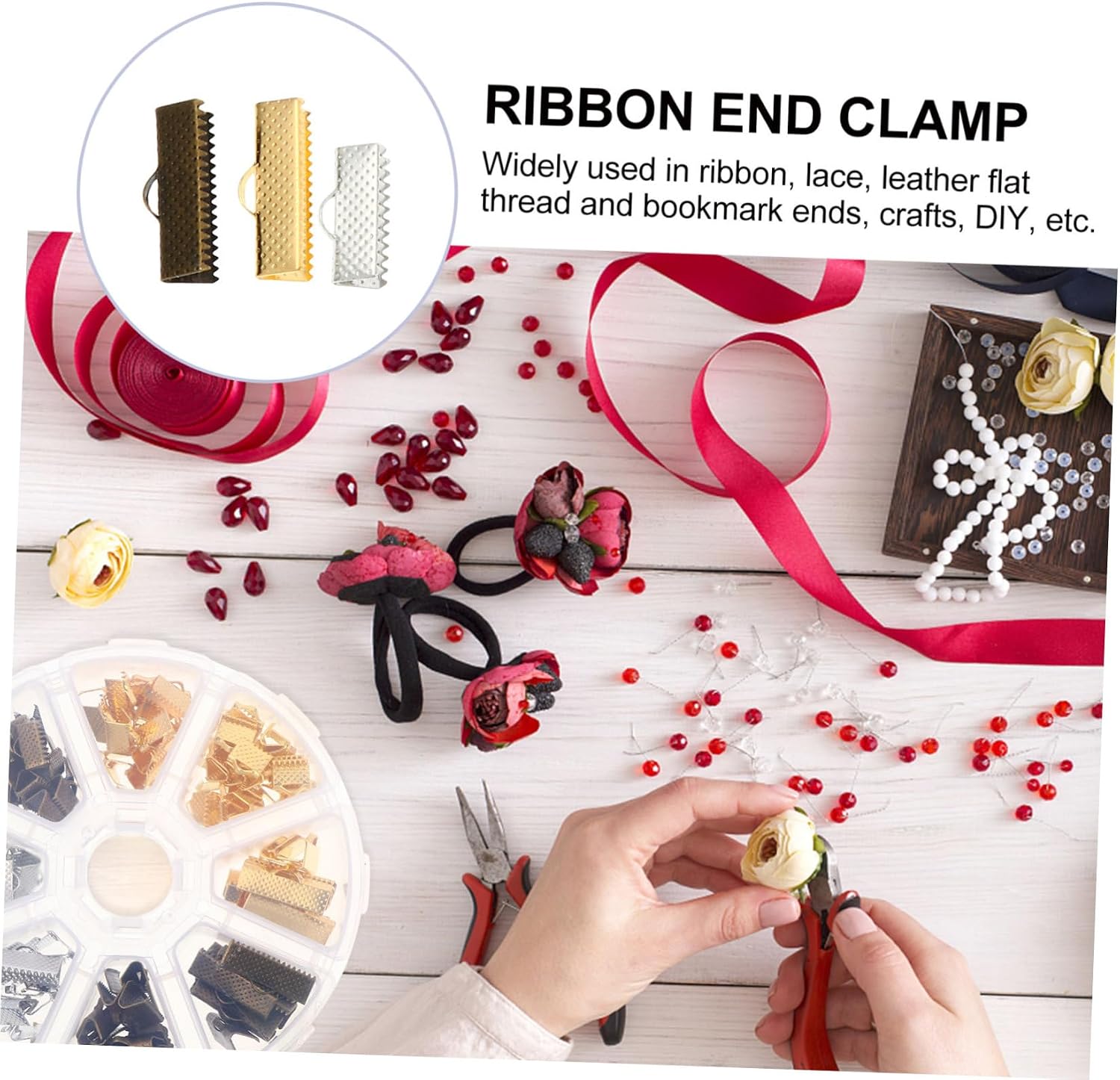 NUOBESTY 135pcs Jewelry Crimp Ends for Crafts Practical Cord Clips for Necklace and Bracelet Making Lightweight and Easy to Use