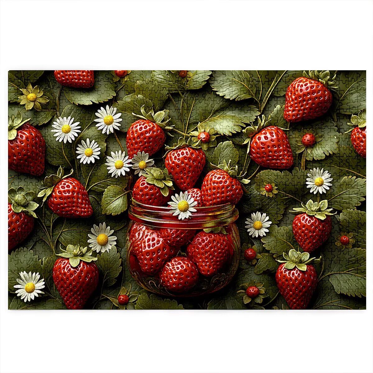 Puzzle 3000 sztuk truskawek dla dorosłych, drewniane puzzle kwiatowe dla dorosłych, trudne drewniane łamigłówki, rodzinne gry edukacyjne, łamigłówki z pudełkiem na prezent do dekoracji domu, prezent