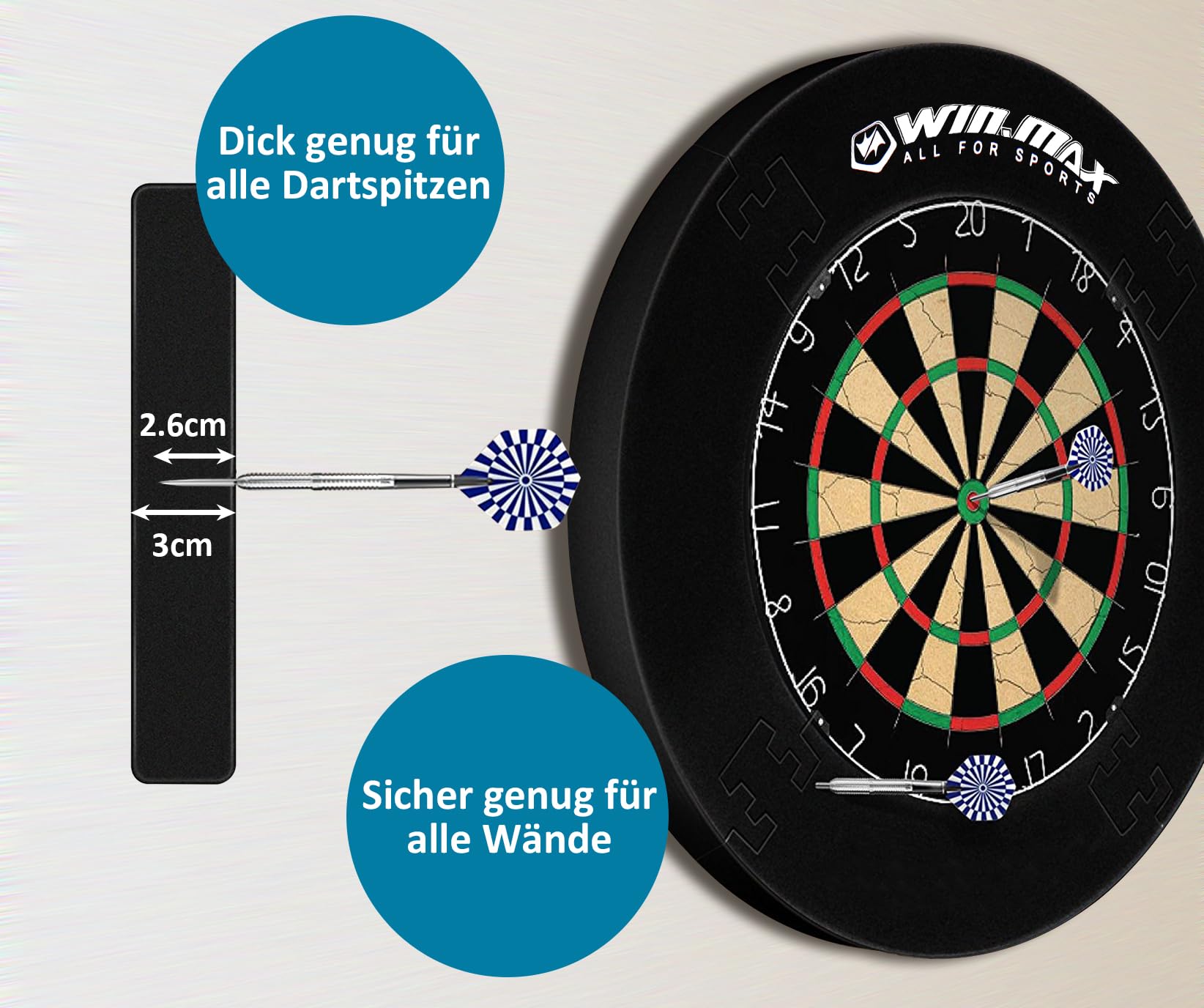 WIN.MAX Dart Catchring Surround Auffangring Dart Backboard Auffangring Rund Dart Surround Eva Dartscheibe