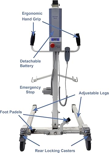 Miniatura 3 de Tuffcare Elevador eléctrico para pacientes  Elevador de rinoceronte con base baja manual  con eslinga de cuerpo completo medio capacidad de peso de